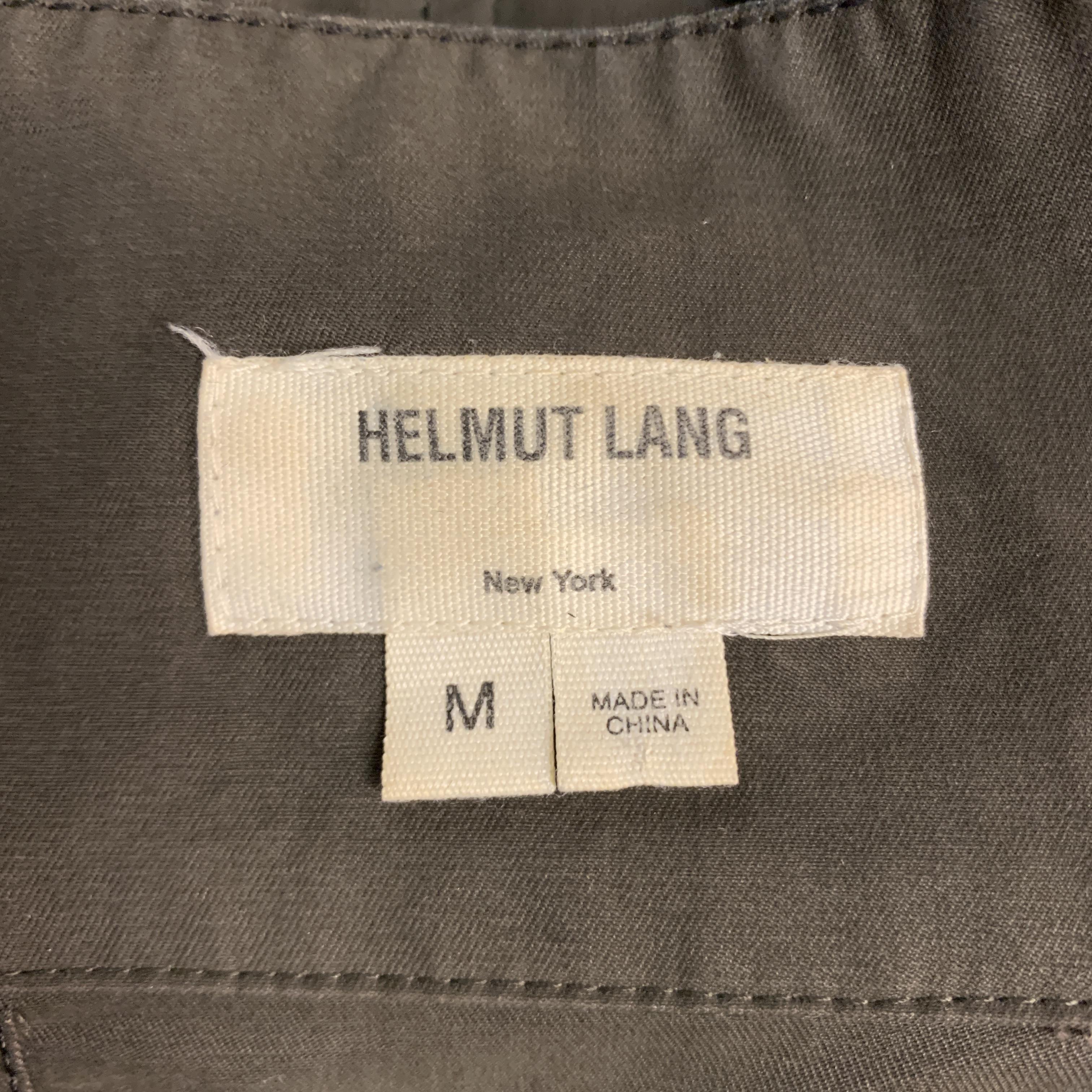HELMUT LANG Size M Olive Cotton / Nylon Detachable Patch Hooded Jacket 3
