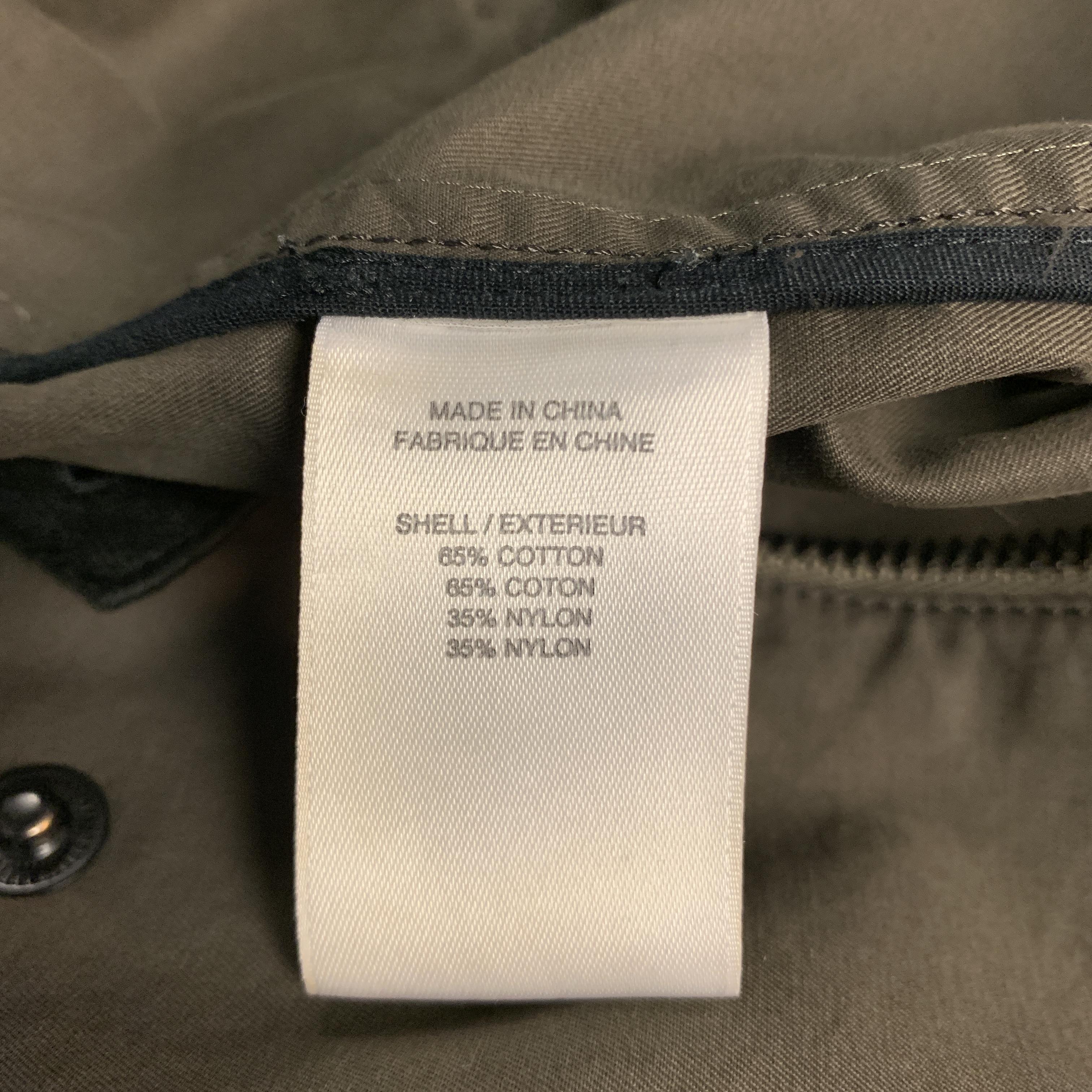 HELMUT LANG Size M Olive Cotton / Nylon Detachable Patch Hooded Jacket 2