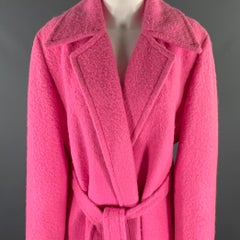 HELMUT LANG Size M Pink Alpaca Wool Textured Belted Coat
