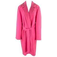 HELMUT LANG Size M Pink Alpaca Wool Textured Belted Coat