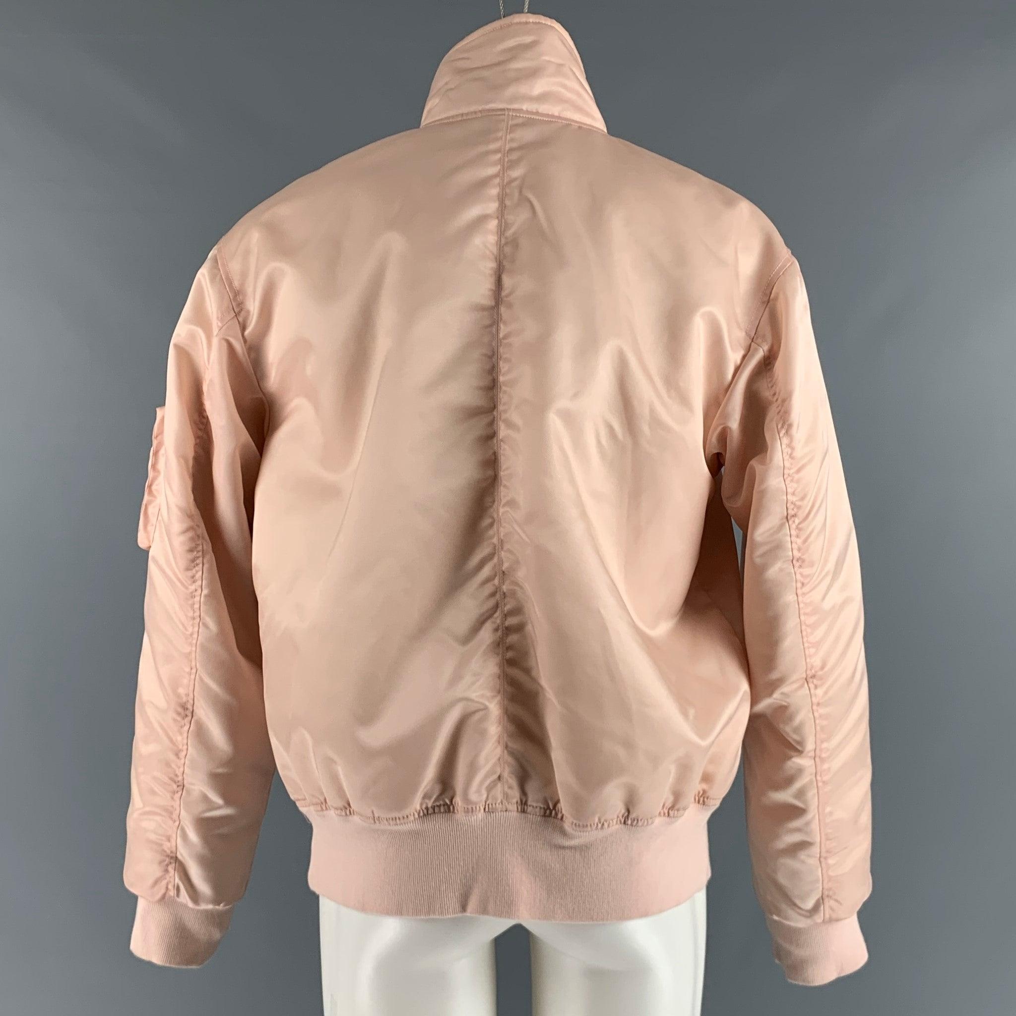HELMUT LANG Size M Pink Nylon Bomber Jacket In Good Condition For Sale In San Francisco, CA