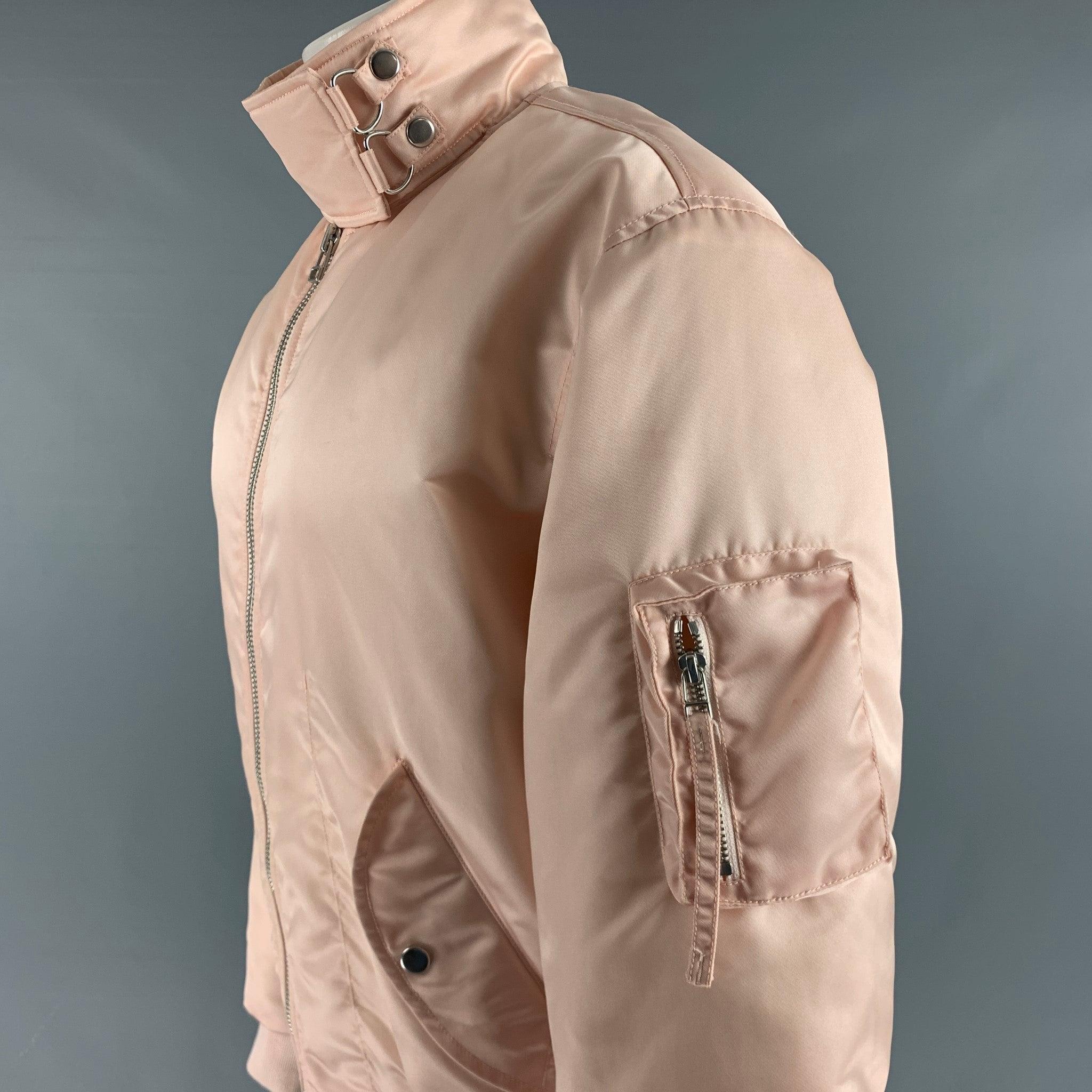 Men's HELMUT LANG Size M Pink Nylon Bomber Jacket For Sale
