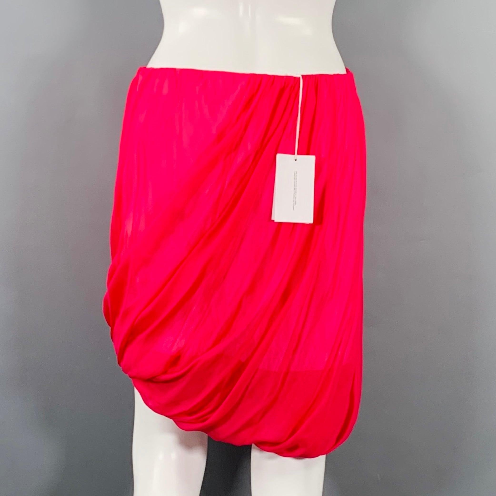 HELMUT LANG Size M Pink Silk Bubble Hem Skirt In Excellent Condition For Sale In San Francisco, CA