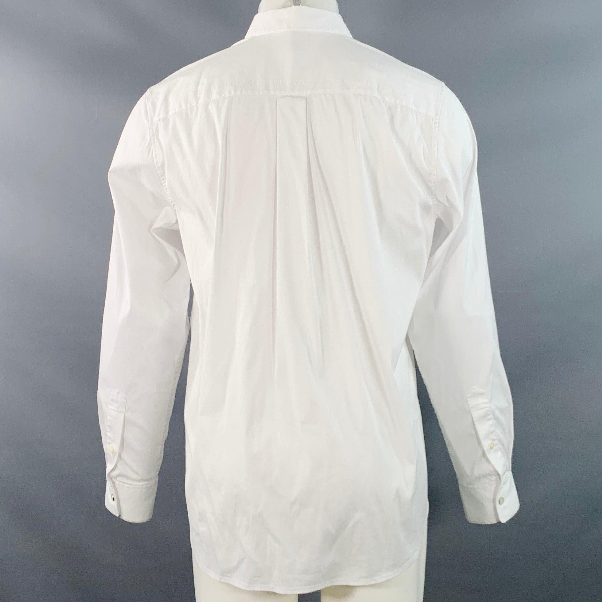 HELMUT LANG Größe M Weißes Baumwollmischung Langarmhemd mit Knopfleiste im Zustand „Gut“ im Angebot in San Francisco, CA