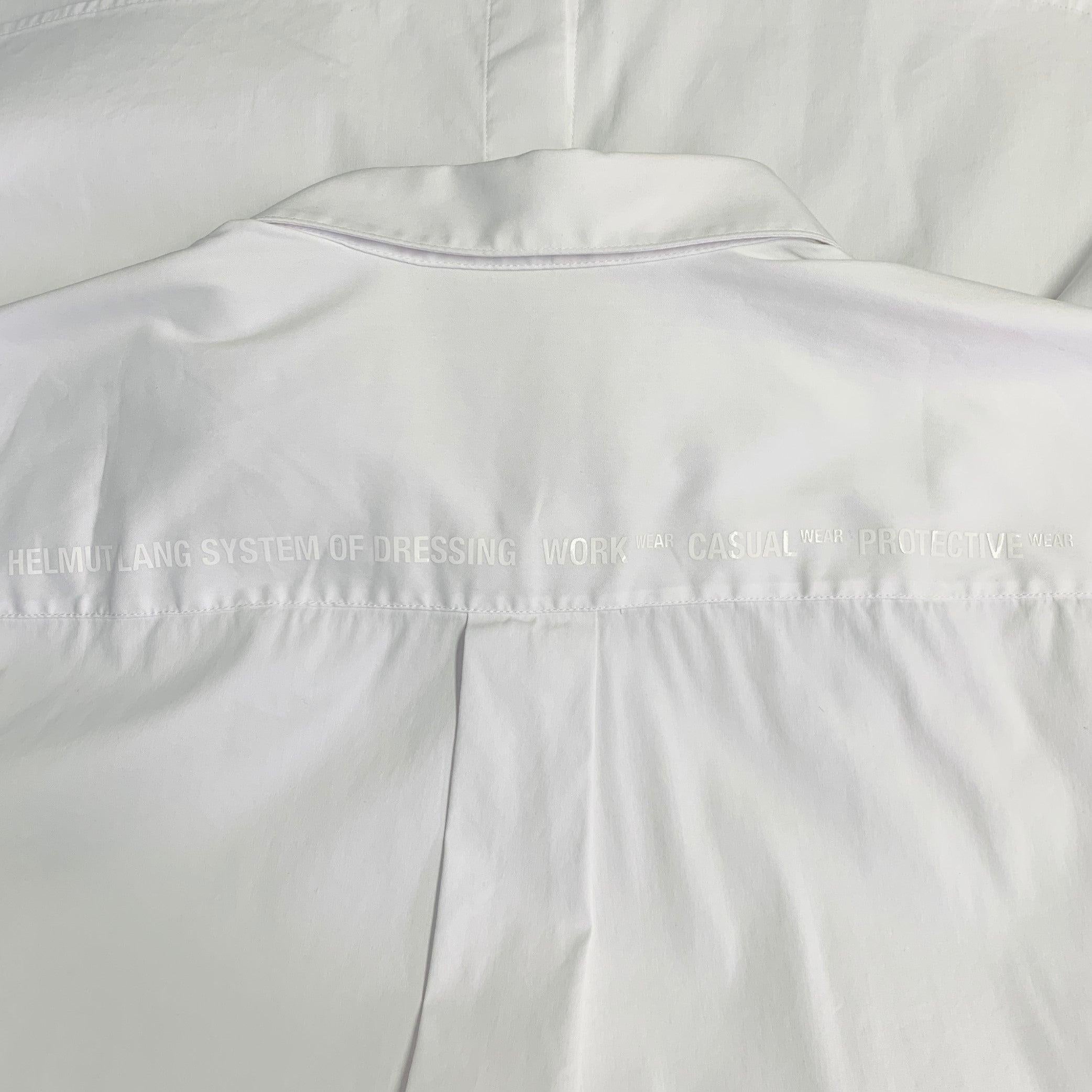 HELMUT LANG Größe M Weißes Baumwollmischung Langarmhemd mit Knopfleiste Herren im Angebot