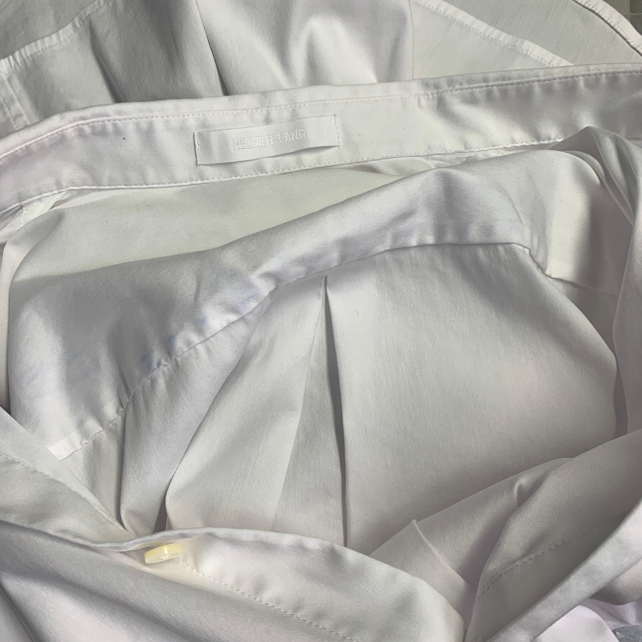 HELMUT LANG Größe M Weißes Baumwollmischung Langarmhemd mit Knopfleiste im Angebot 1