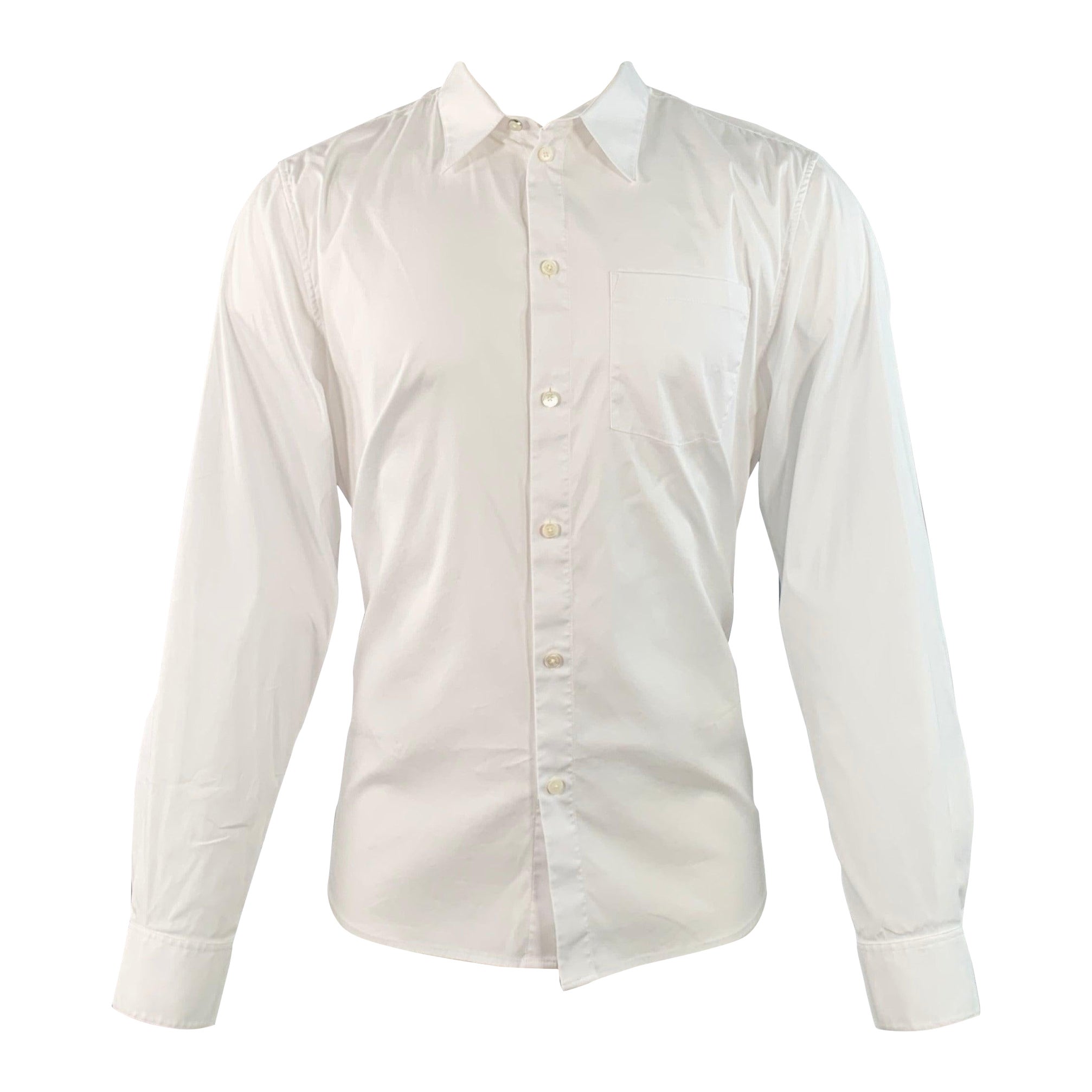 HELMUT LANG Size M White Cotton Blend Button Up Long Sleeve Shirt