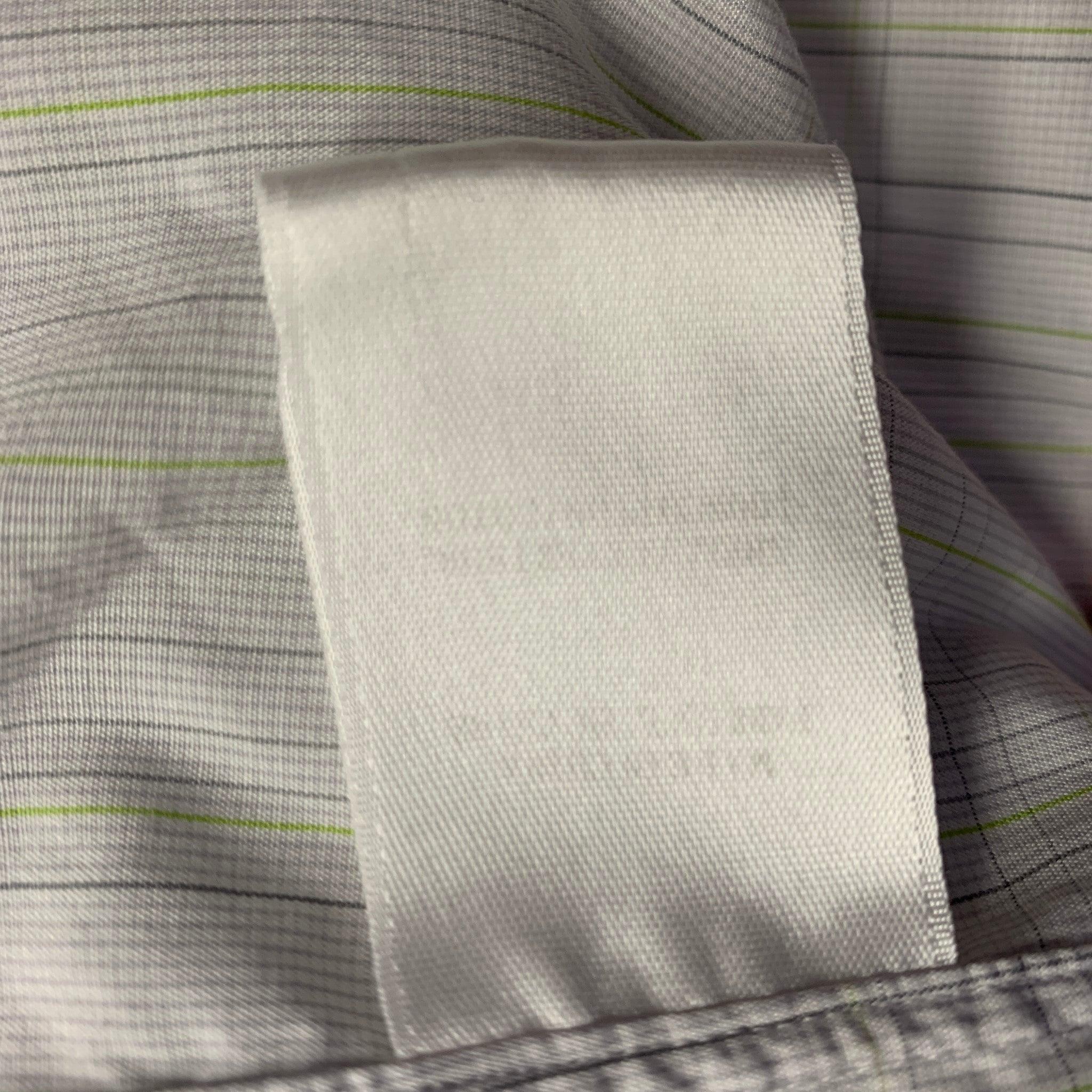 HELMUT LANG Talla M Camisa Manga Larga Cuello Puntiagudo Algodón Verde Blanco A Cuadros en venta 1