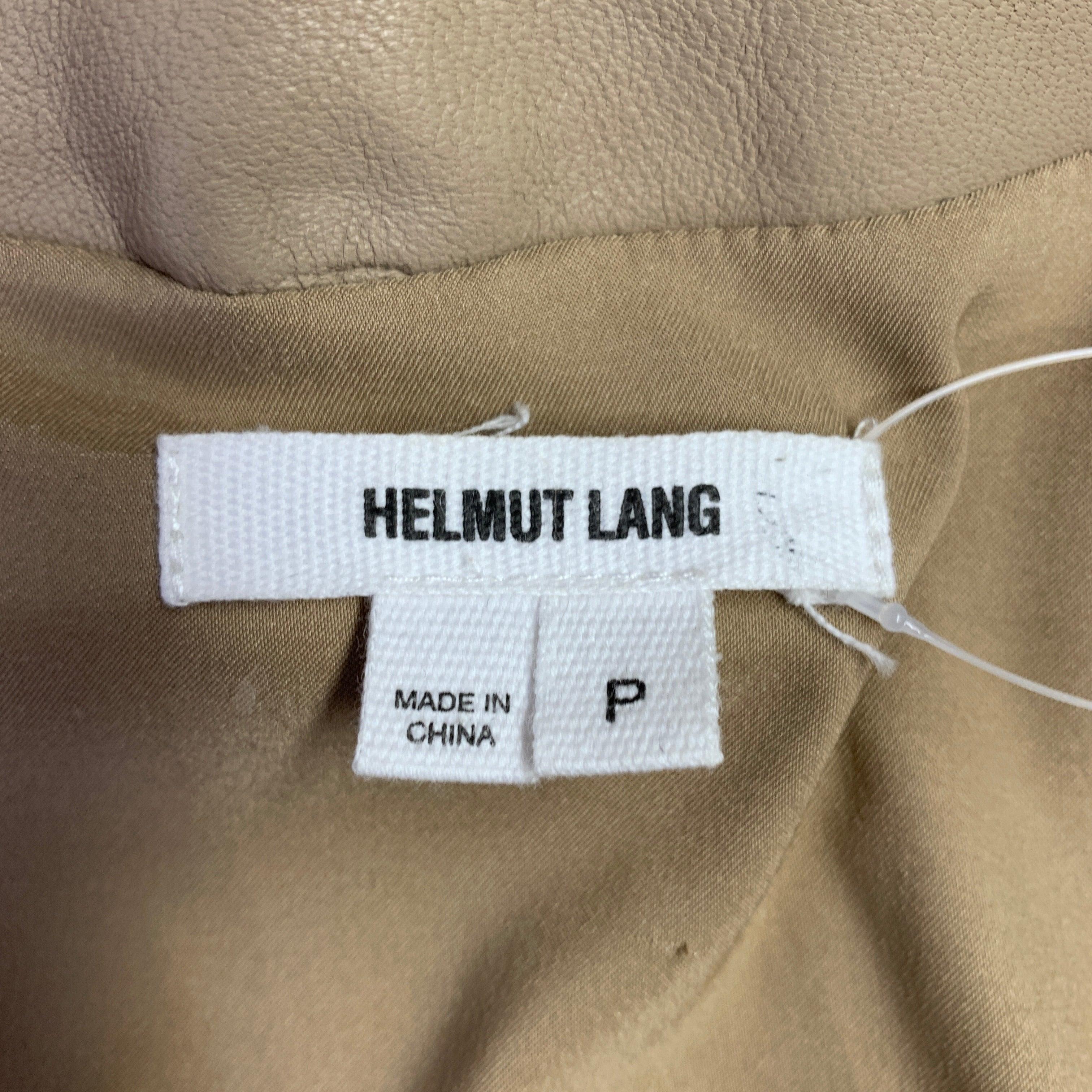HELMUT LANG Size S Beige Leather Lambskin Motorcycle Jacket For Sale 1