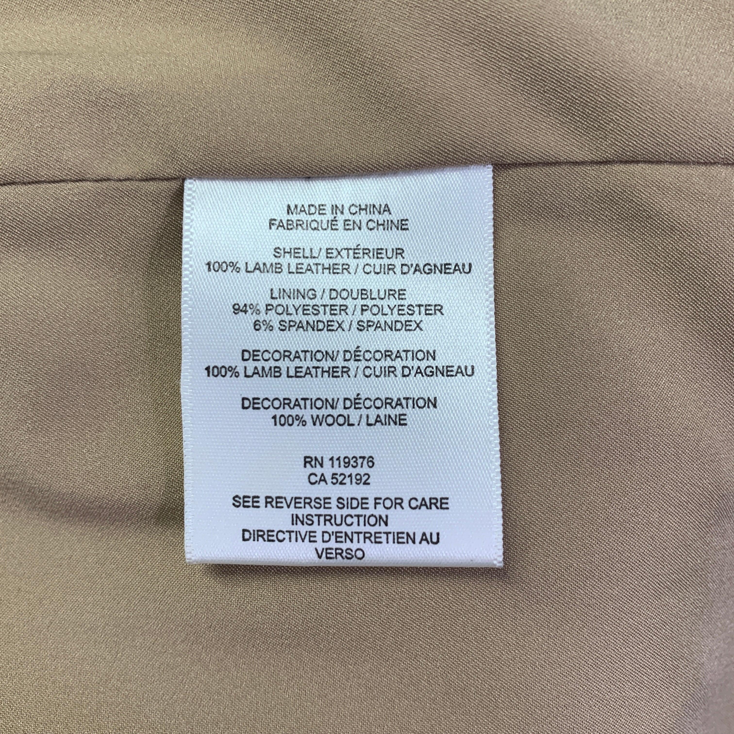 HELMUT LANG Size S Beige Leather Lambskin Motorcycle Jacket For Sale 2