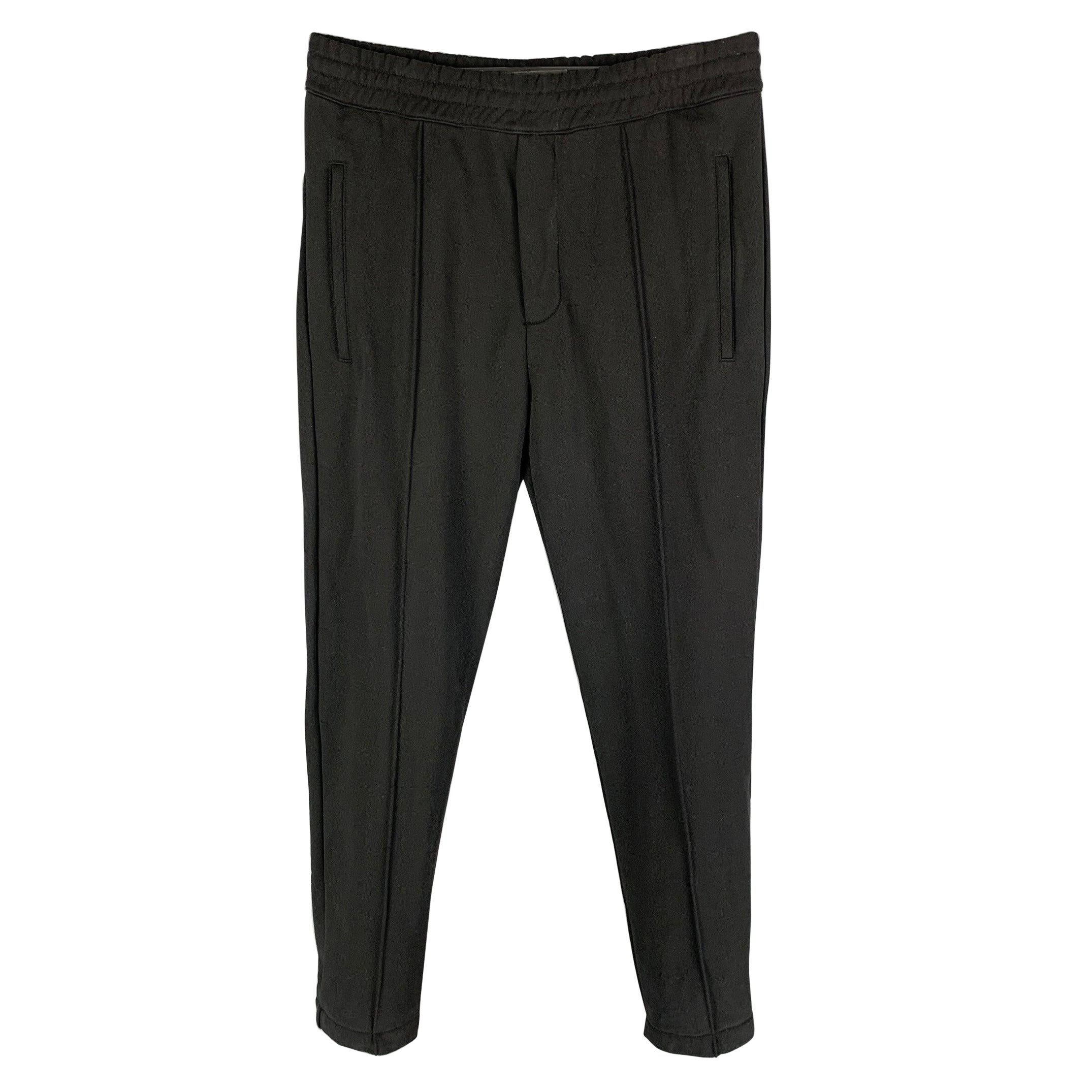 HELMUT LANG - Pantaloni casual in cotone nero con chiusura a zip Taglia S