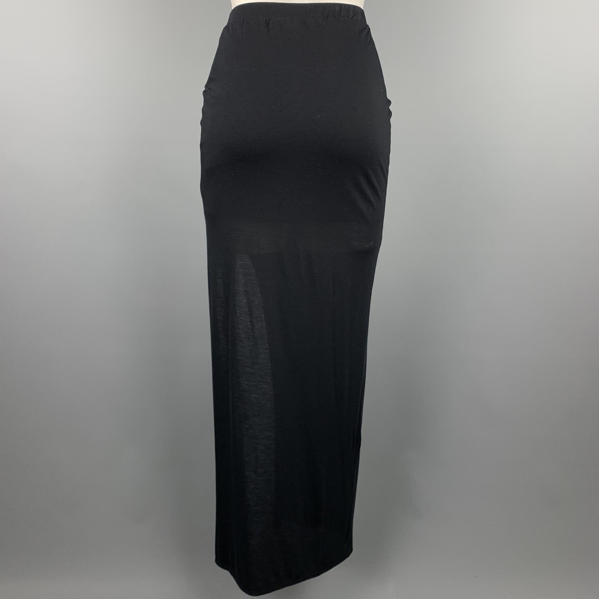 HELMUT LANG Size S Black Jersey Modal Blend Asymmetrical Maxi Skirt In Good Condition In San Francisco, CA