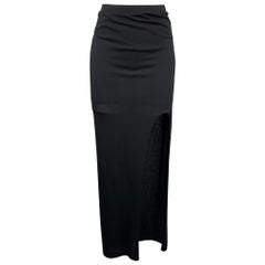 HELMUT LANG Size S Black Jersey Modal Blend Asymmetrical Maxi Skirt