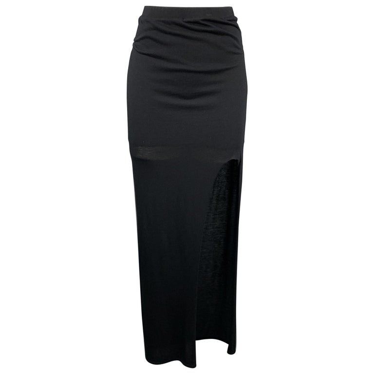 HELMUT LANG Size S Black Jersey Modal Blend Asymmetrical Maxi Skirt at  1stDibs