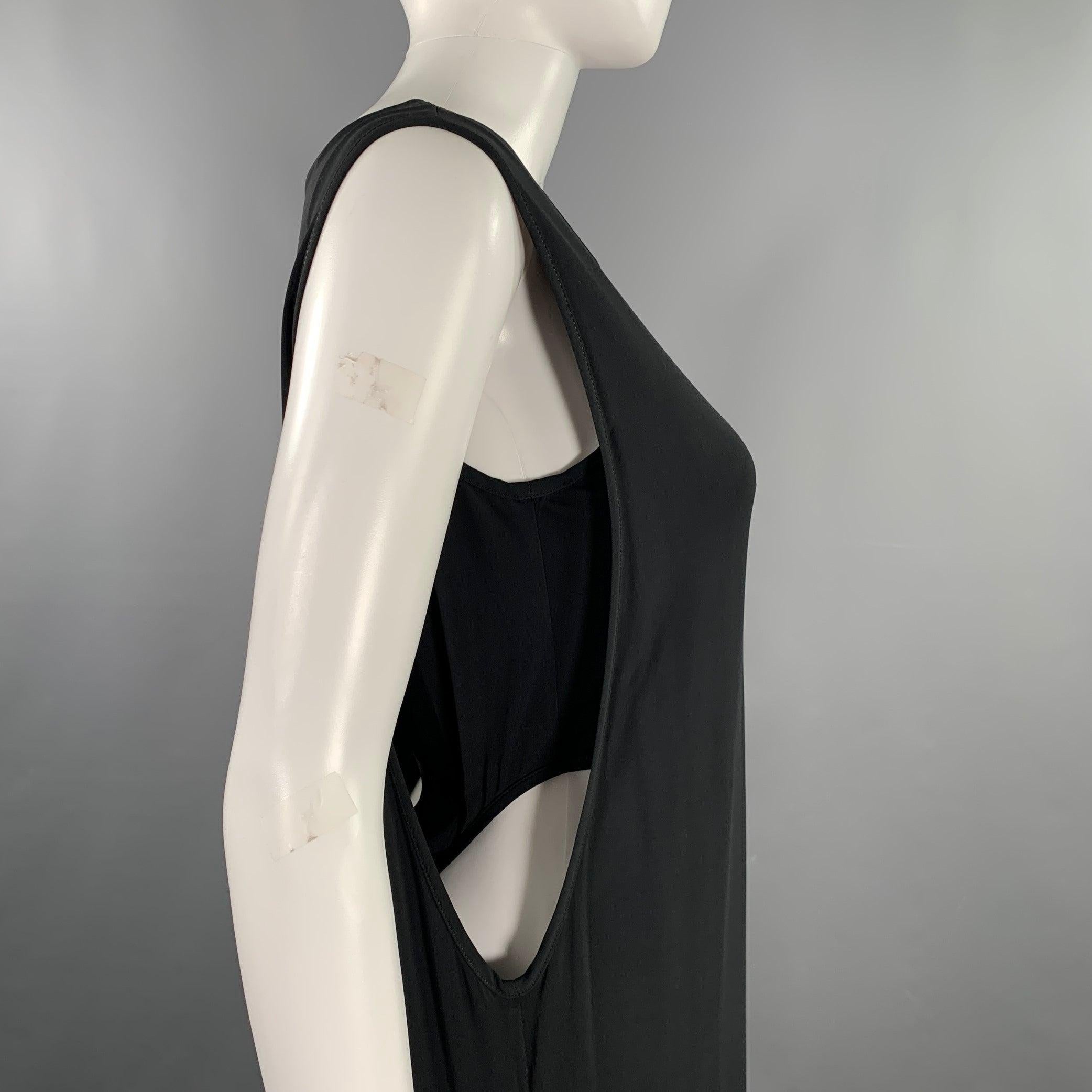HELMUT LANG Size S Black Jersey Shift High Slit Long Dress In Good Condition For Sale In San Francisco, CA