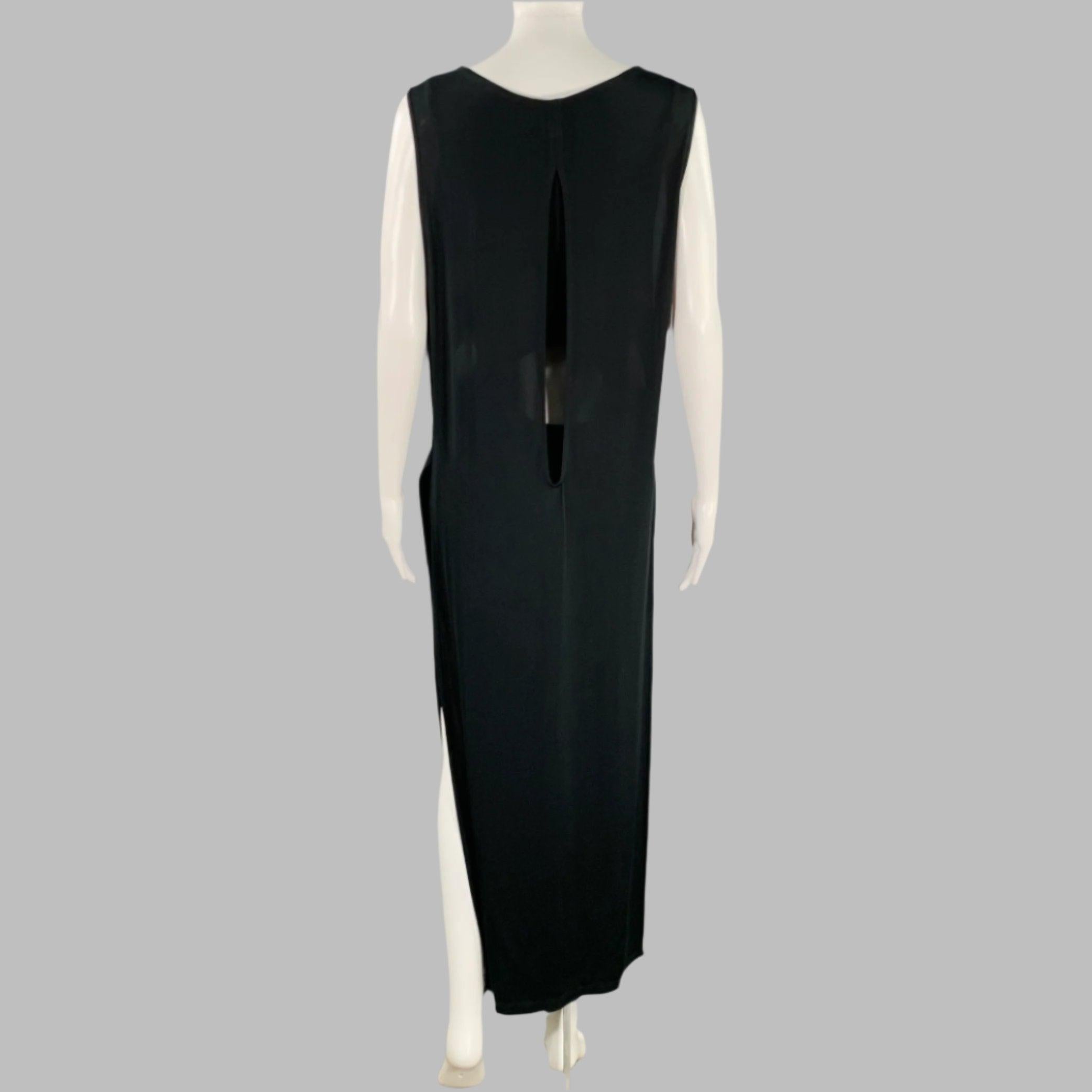 Women's HELMUT LANG Size S Black Jersey Shift High Slit Long Dress For Sale