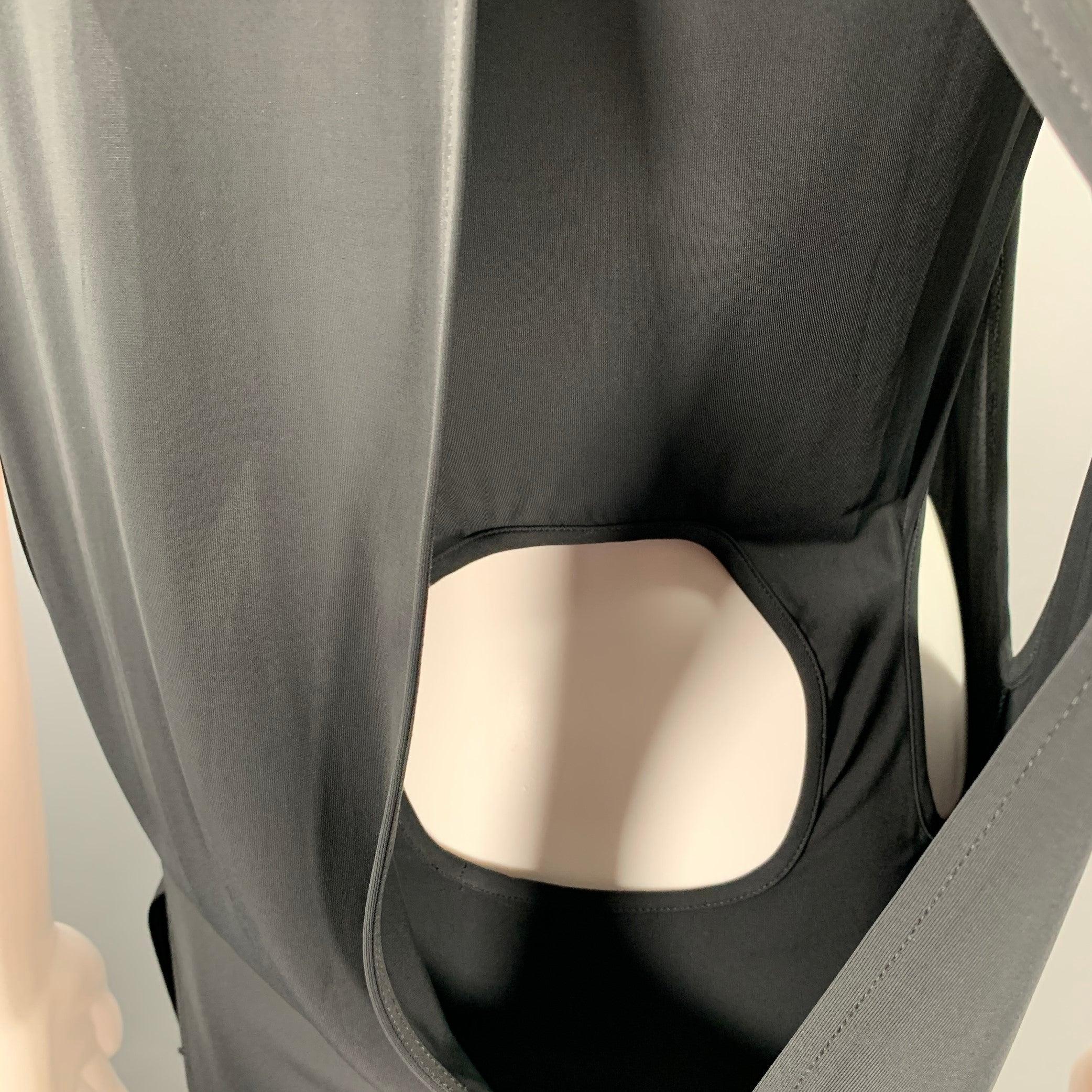 HELMUT LANG Size S Black Jersey Shift High Slit Long Dress For Sale 1