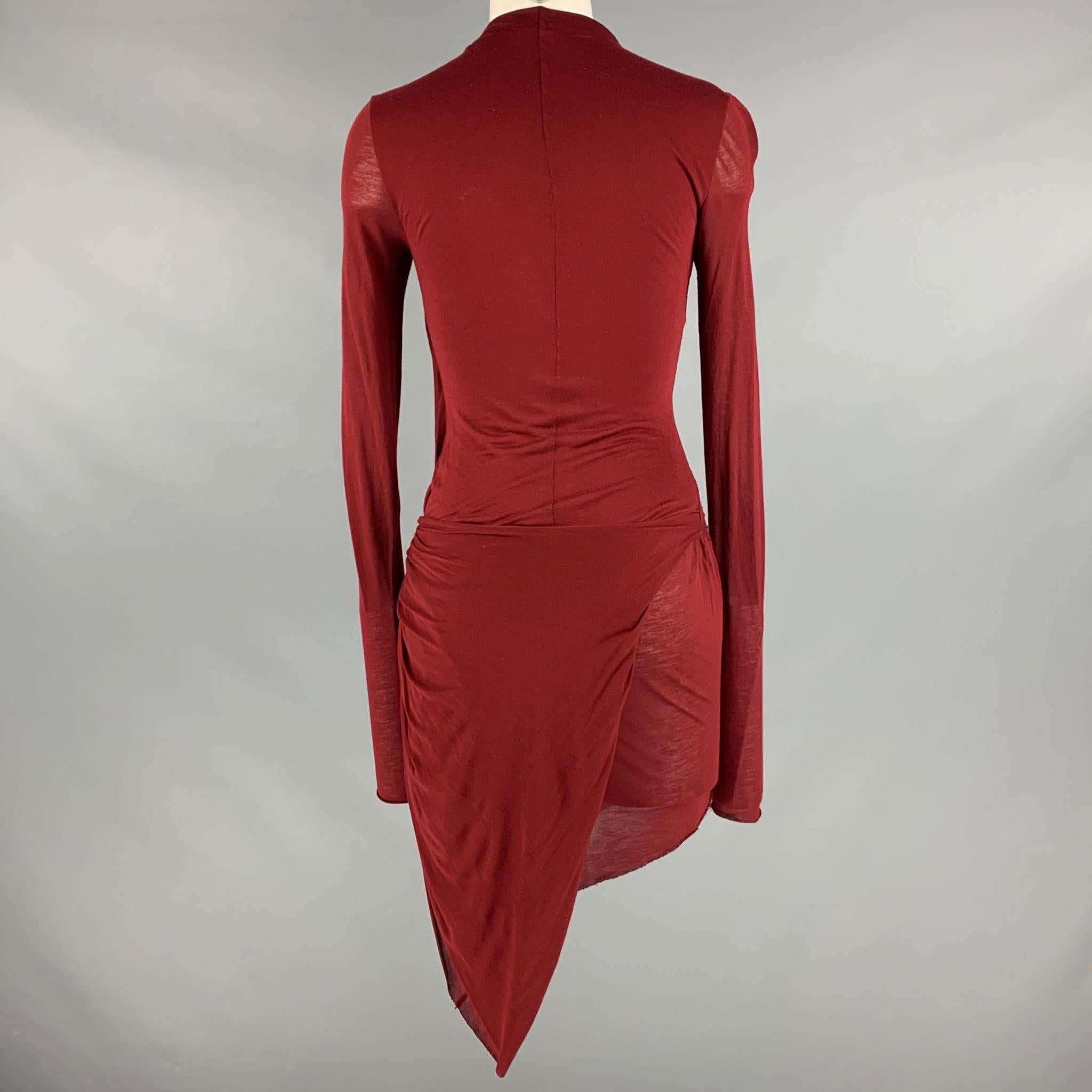 HELMUT LANG Size S Burgundy Modal Long Sleeve Dress In Good Condition In San Francisco, CA