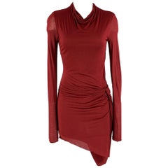 HELMUT LANG Talla S Vestido de manga larga de modal burdeos