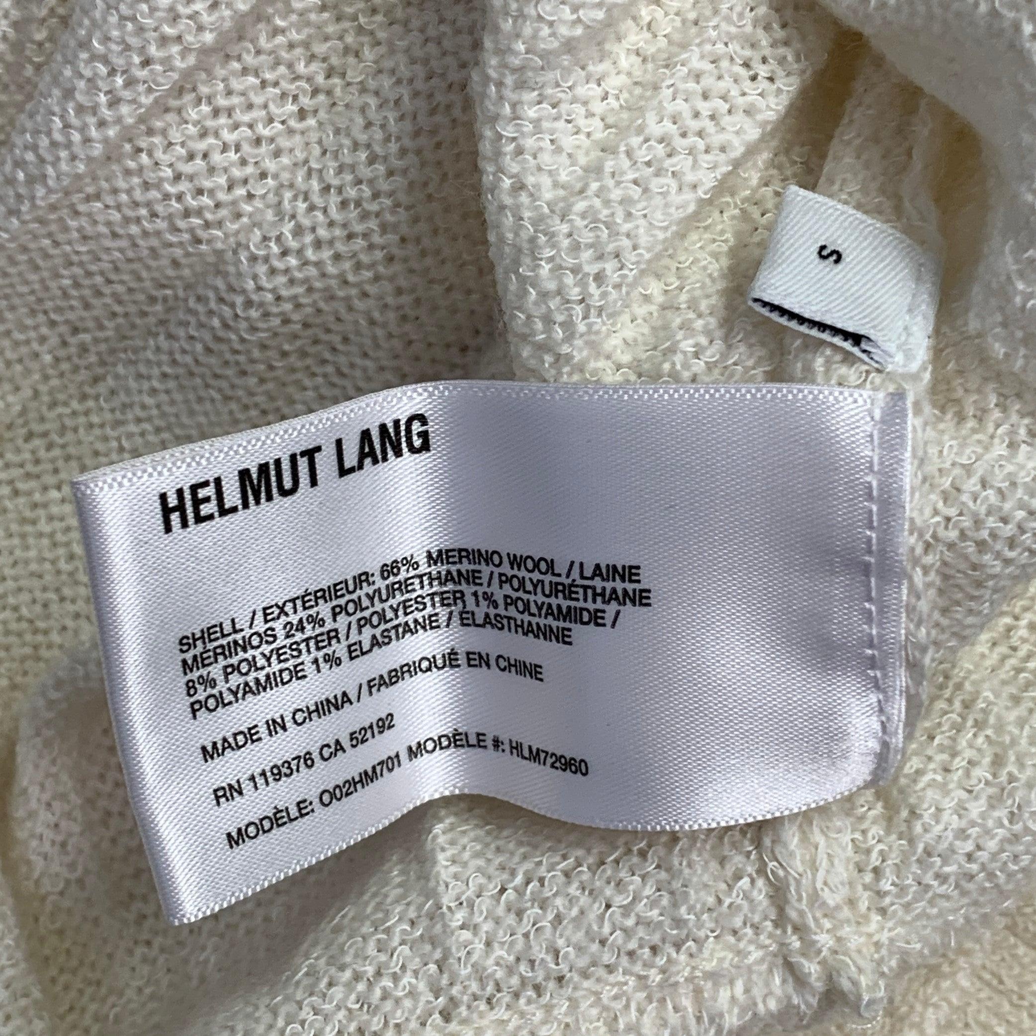 HELMUT LANG Size S Cream Ivory Knit Merino Wool Blend Crushed Short Sleeve T-shirt For Sale 1
