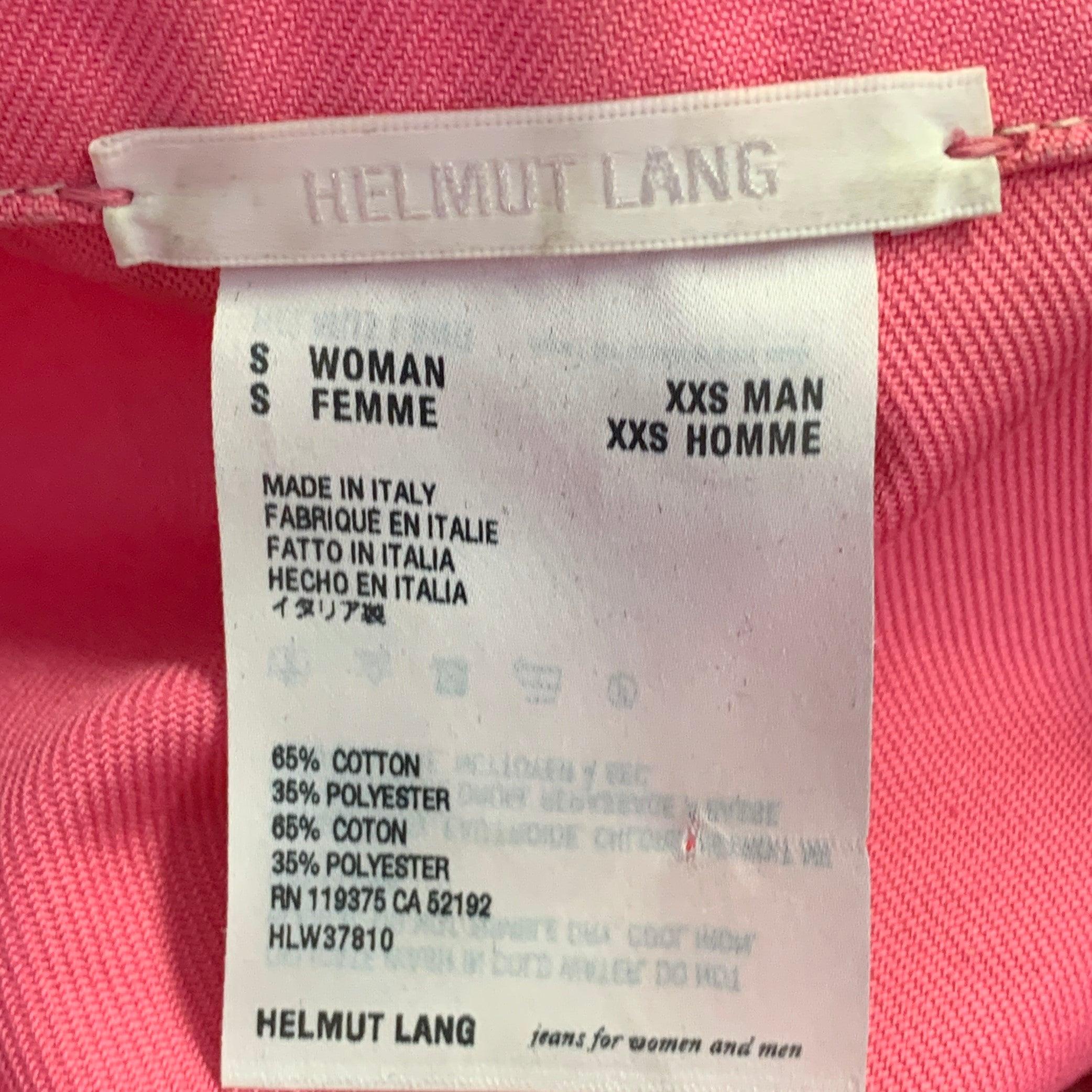 HELMUT LANG Size S Femme Trucker Pink Cotton Blend Cropped Denim Jacket For Sale 1