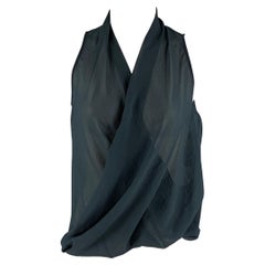 HELMUT LANG Top casual sin mangas de poliéster gris talla S
