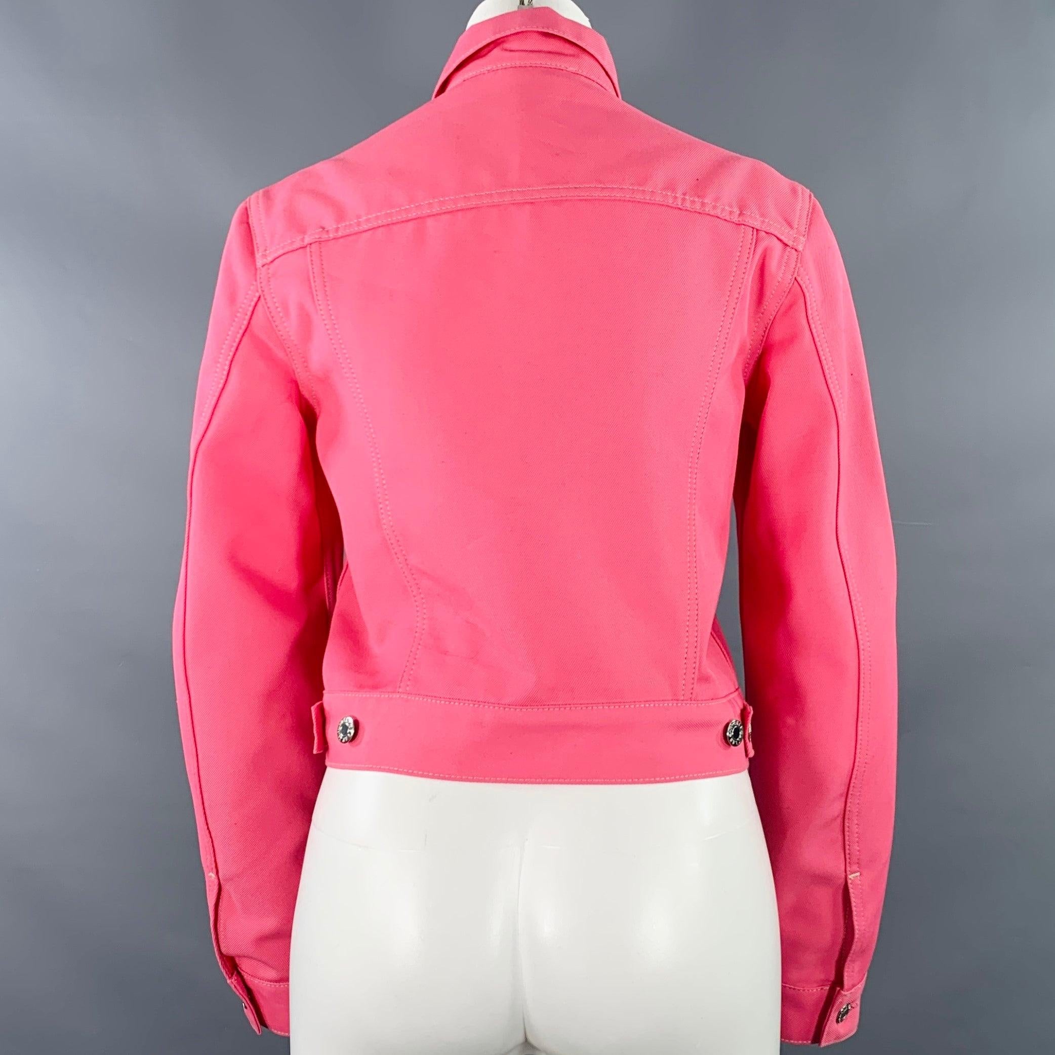 HELMUT LANG Size S Pink Cotton Blend Trucker Jacket In Excellent Condition For Sale In San Francisco, CA