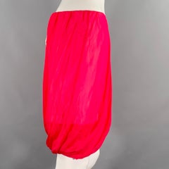 HELMUT LANG Size S Pink Silk Bubble Hem Skirt