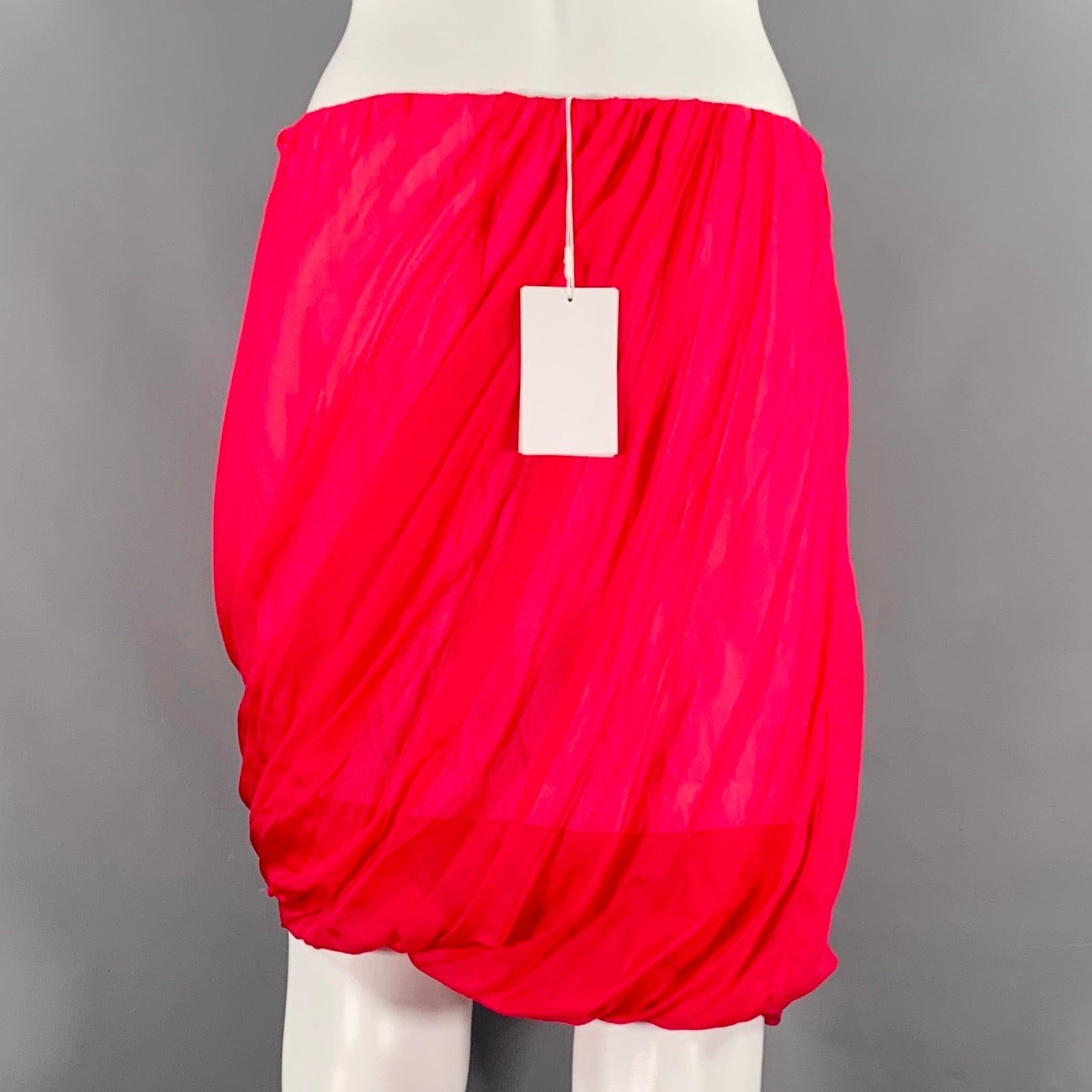 HELMUT LANG Size S Pink Silk Bubble Hem Skirt In Excellent Condition For Sale In San Francisco, CA