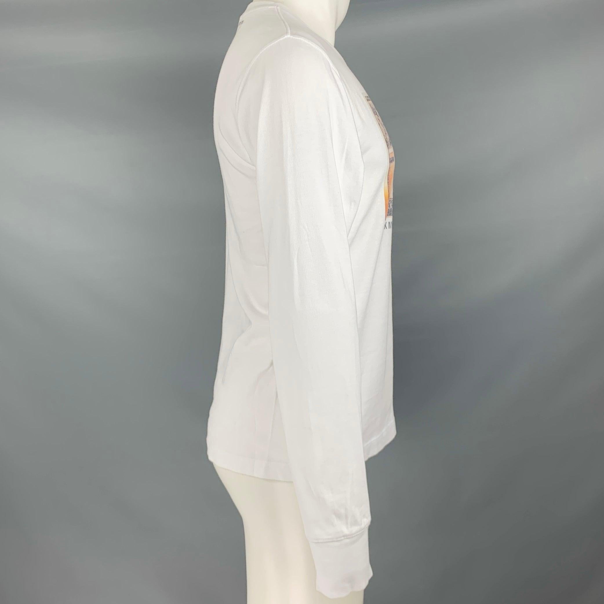 HELMUT LANG Size S White Mark Morrisroe Print Cotton Crew Neck T-shirt In Excellent Condition For Sale In San Francisco, CA