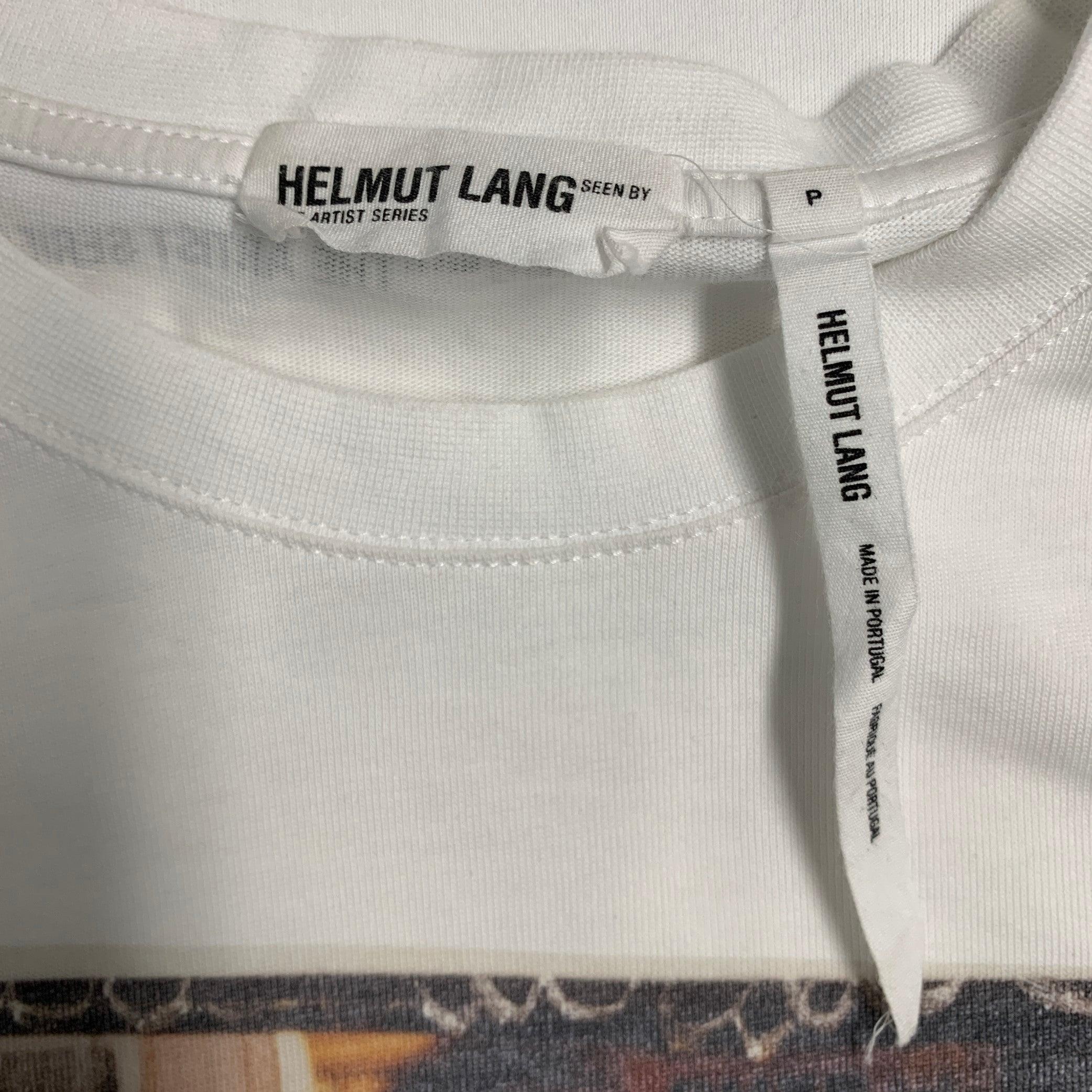HELMUT LANG Size S White Mark Morrisroe Print Cotton Crew Neck T-shirt For Sale 2
