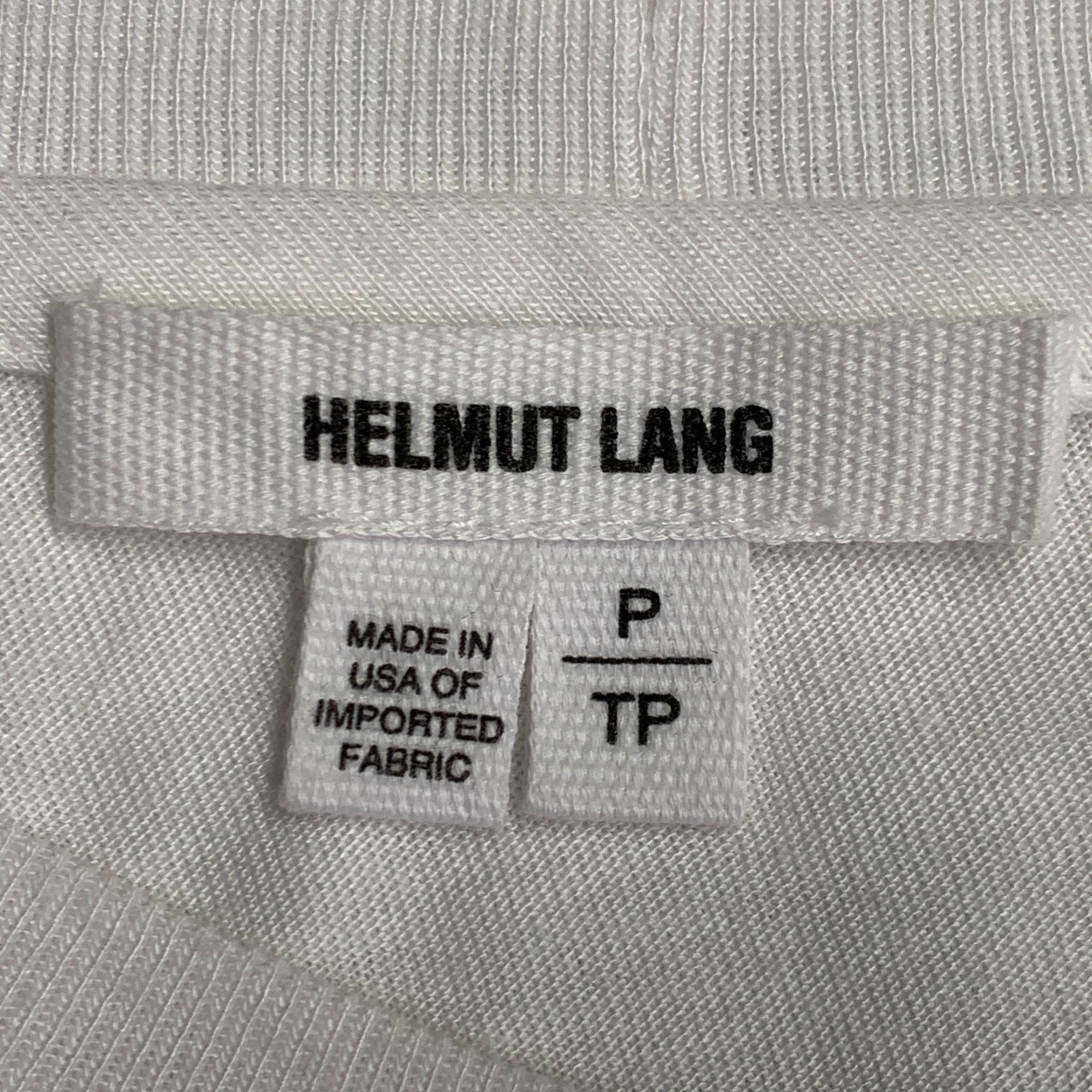 HELMUT LANG Size S White Silver Distressed Graphic Cotton Blend Crew Neck T-shirt Pour hommes en vente