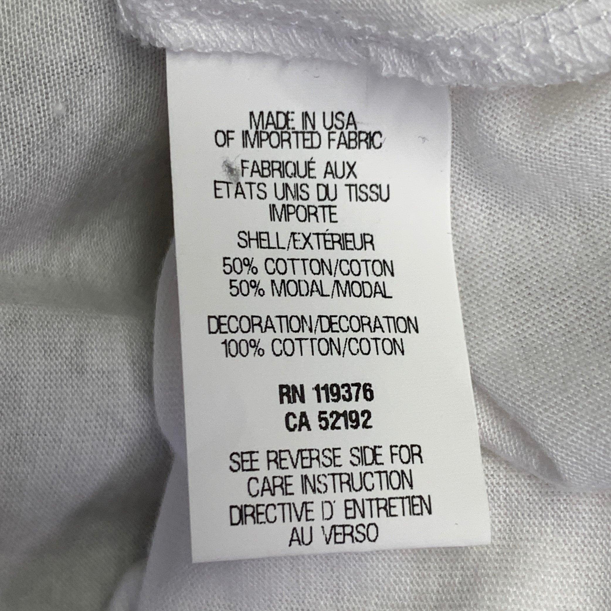 HELMUT LANG Size S White Silver Distressed Graphic Cotton Blend Crew Neck T-shirt en vente 1