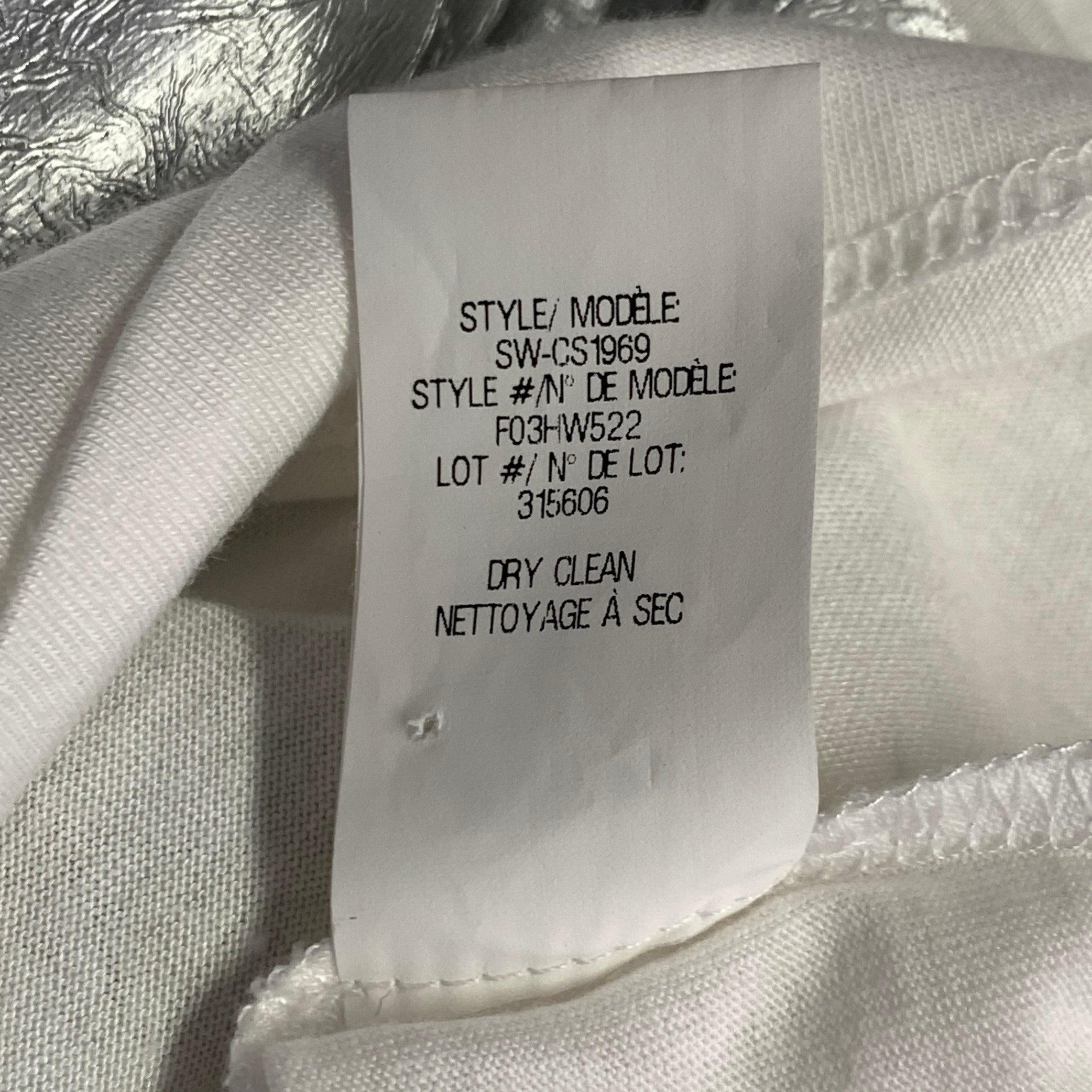 HELMUT LANG Size S White Silver Distressed Graphic Cotton Blend Crew Neck T-shirt en vente 2