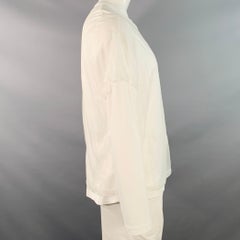 HELMUT LANG Size XL White Cotton Blend Chiffon Double Layer Crew Neck Pullover