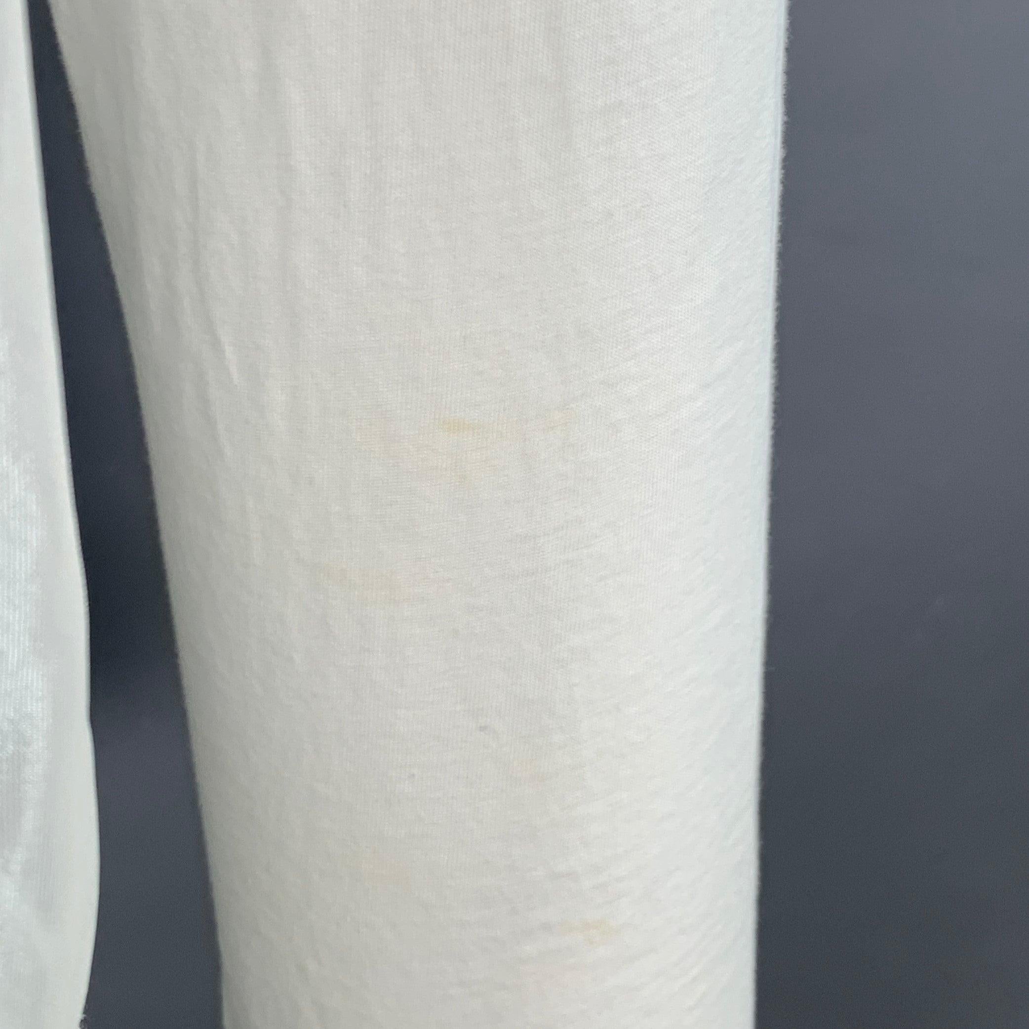Men's HELMUT LANG Size XL White Cotton Blend Chiffon Double Layer Crew Neck Pullover For Sale