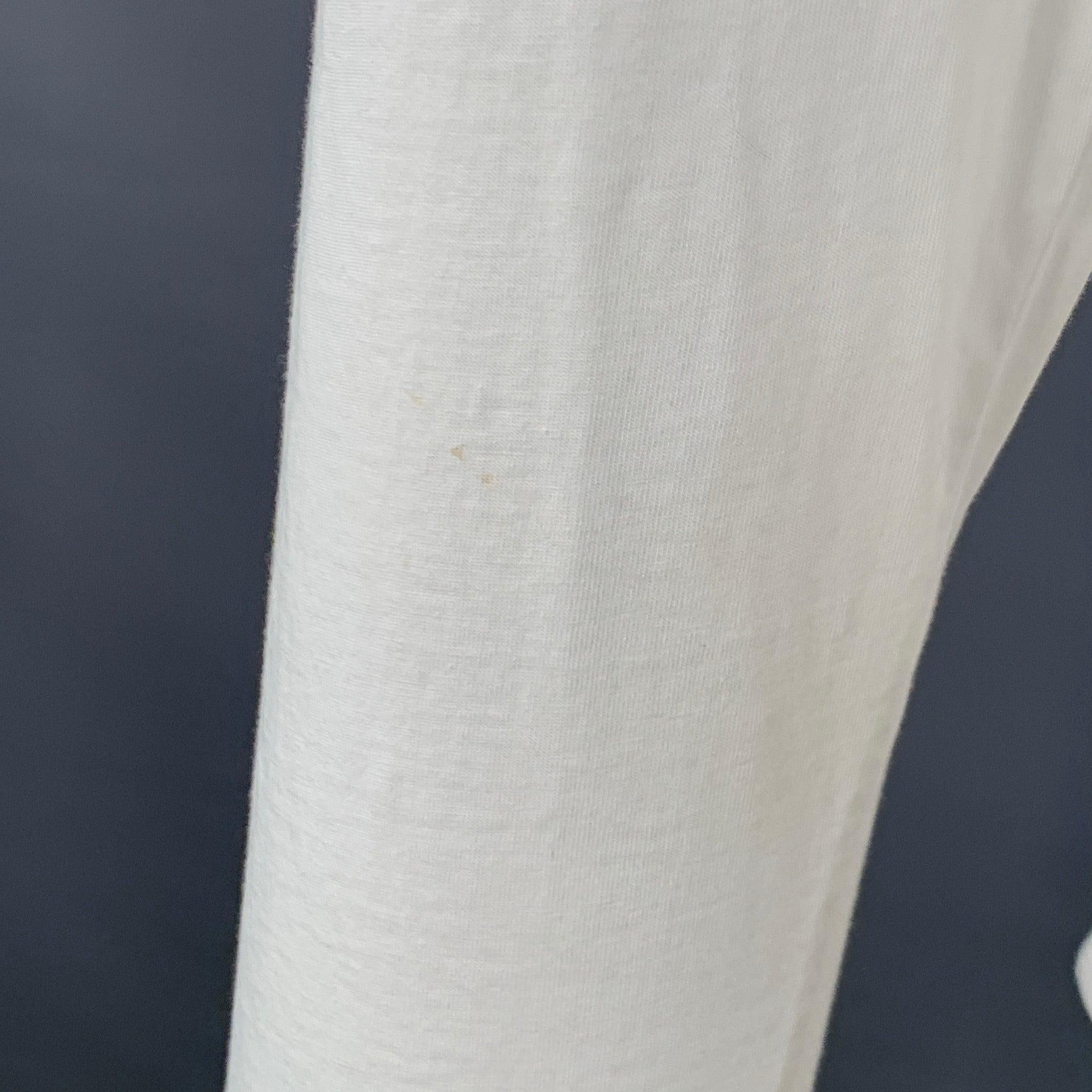 HELMUT LANG Size XL White Cotton Blend Chiffon Double Layer Crew Neck Pullover For Sale 1