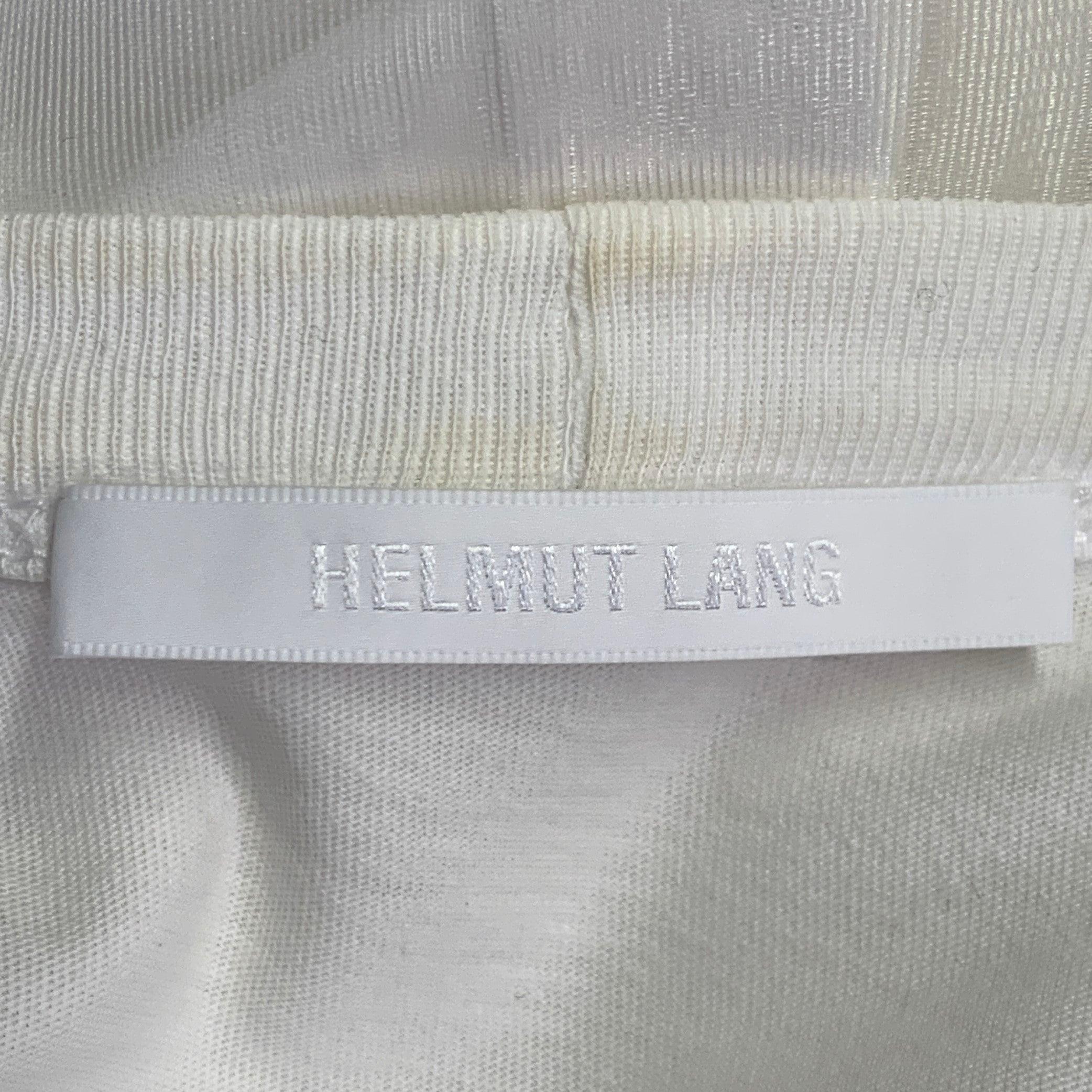 HELMUT LANG Size XL White Cotton Blend Chiffon Double Layer Crew Neck Pullover For Sale 4