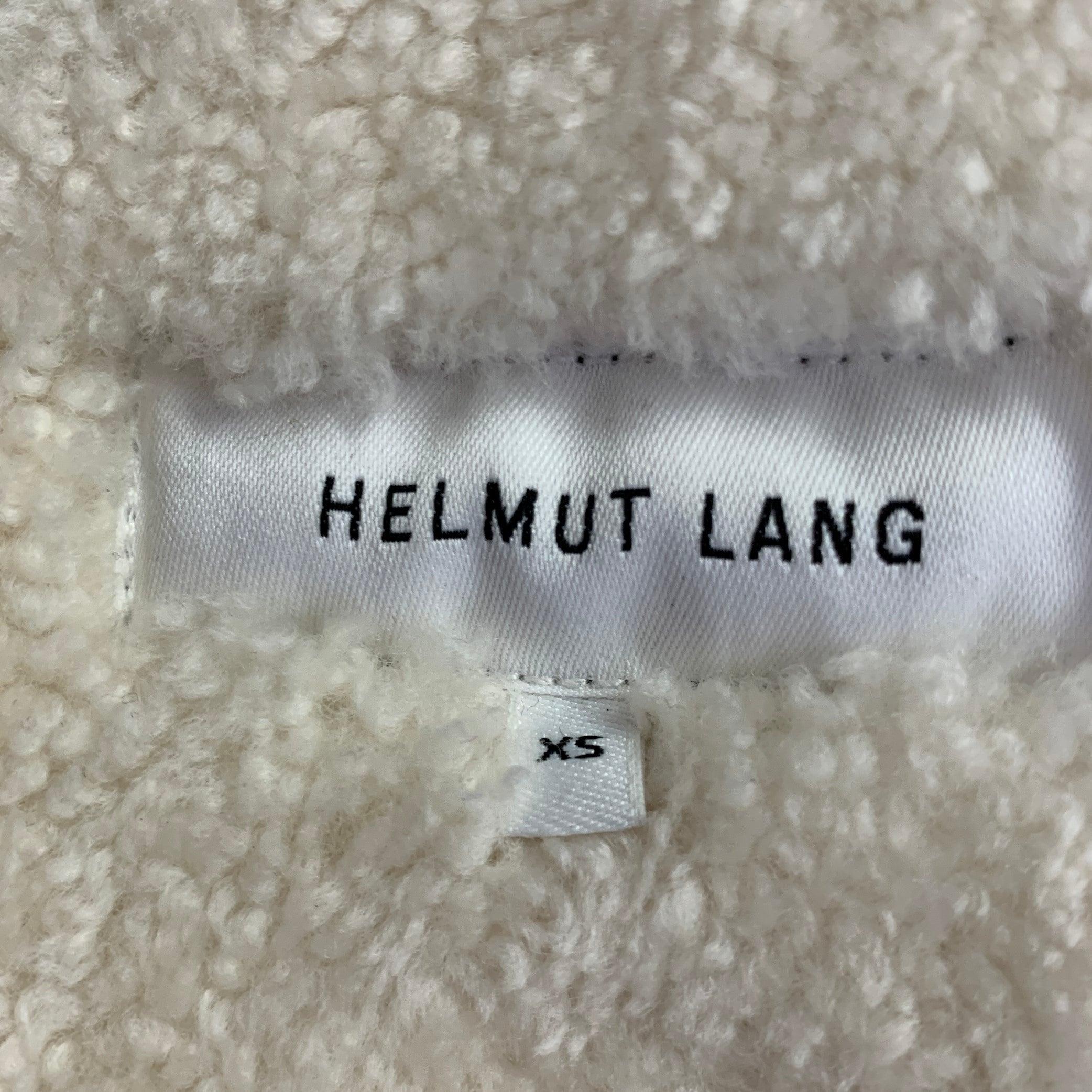 HELMUT LANG Size XS Black Cream Lambskin Leather Shearling Bomber Jacket 1