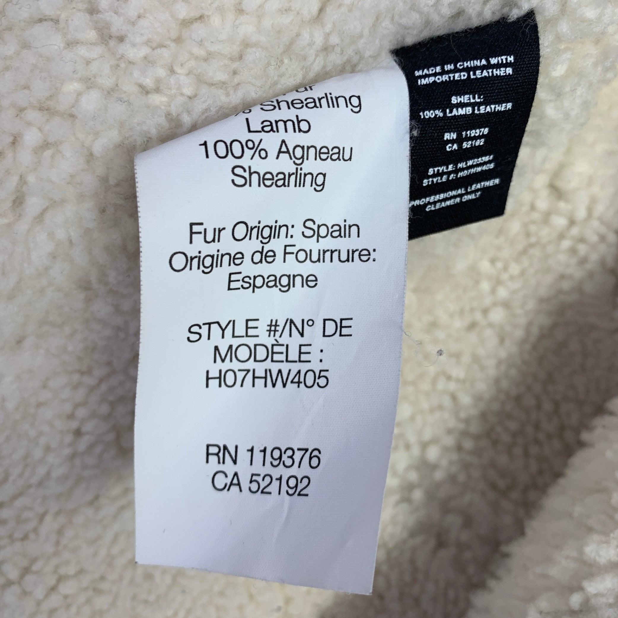 HELMUT LANG Size XS Black Cream Lambskin Leather Shearling Bomber Jacket 2