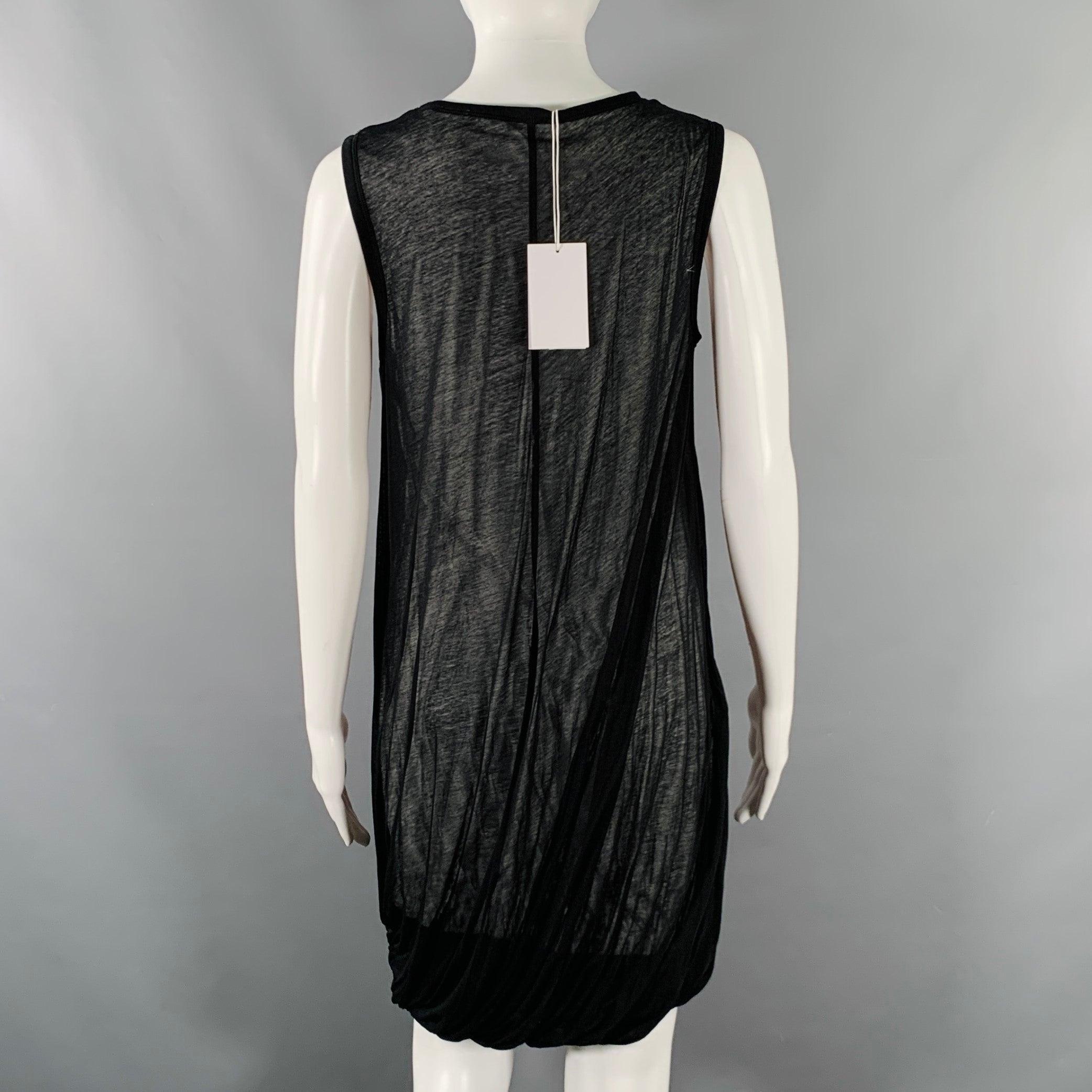 HELMUT LANG Size XS Black White Cotton Layered Bubble Hem Dress In Excellent Condition For Sale In San Francisco, CA