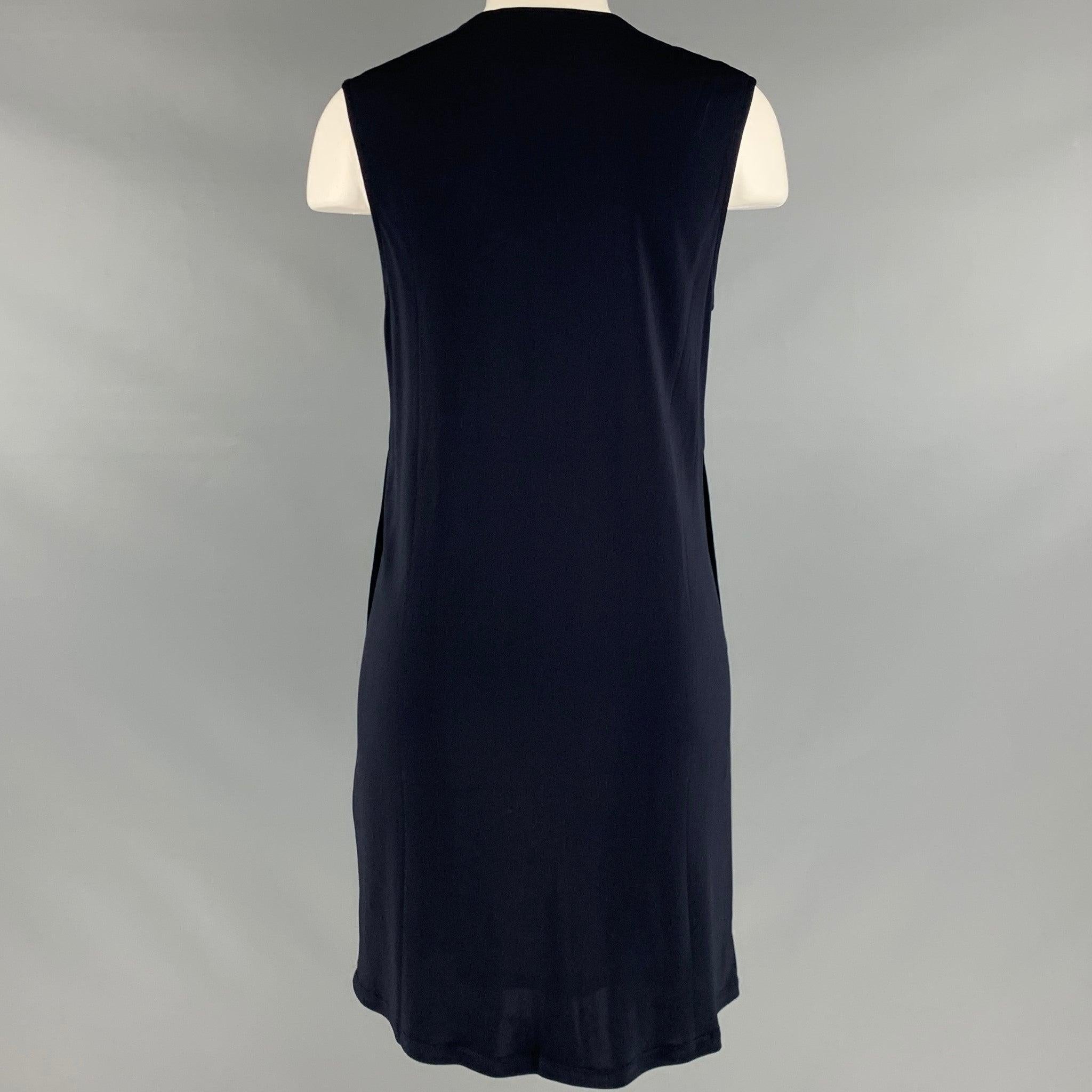 HELMUT LANG Size XS Navy Viscose V-Neck Dress In Good Condition For Sale In San Francisco, CA