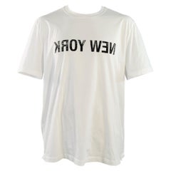 HELMUT LANG Size XXL NEW YORK White Black Print Cotton Crew Neck T-shirt