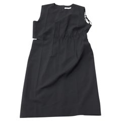 Helmut Lang Shift-Kleid mit seitlichem Einschnitt aus schwarzem Polyester