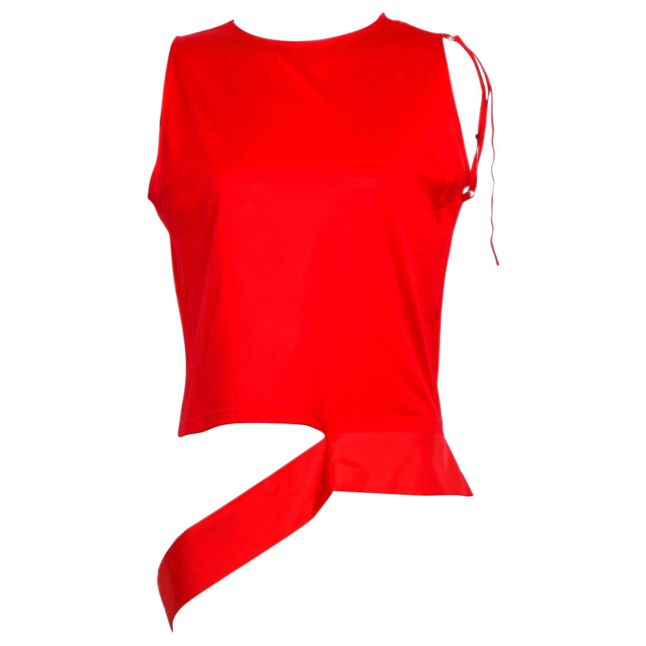 Helmut Lang spring summer 1997 runway red cotton top  For Sale