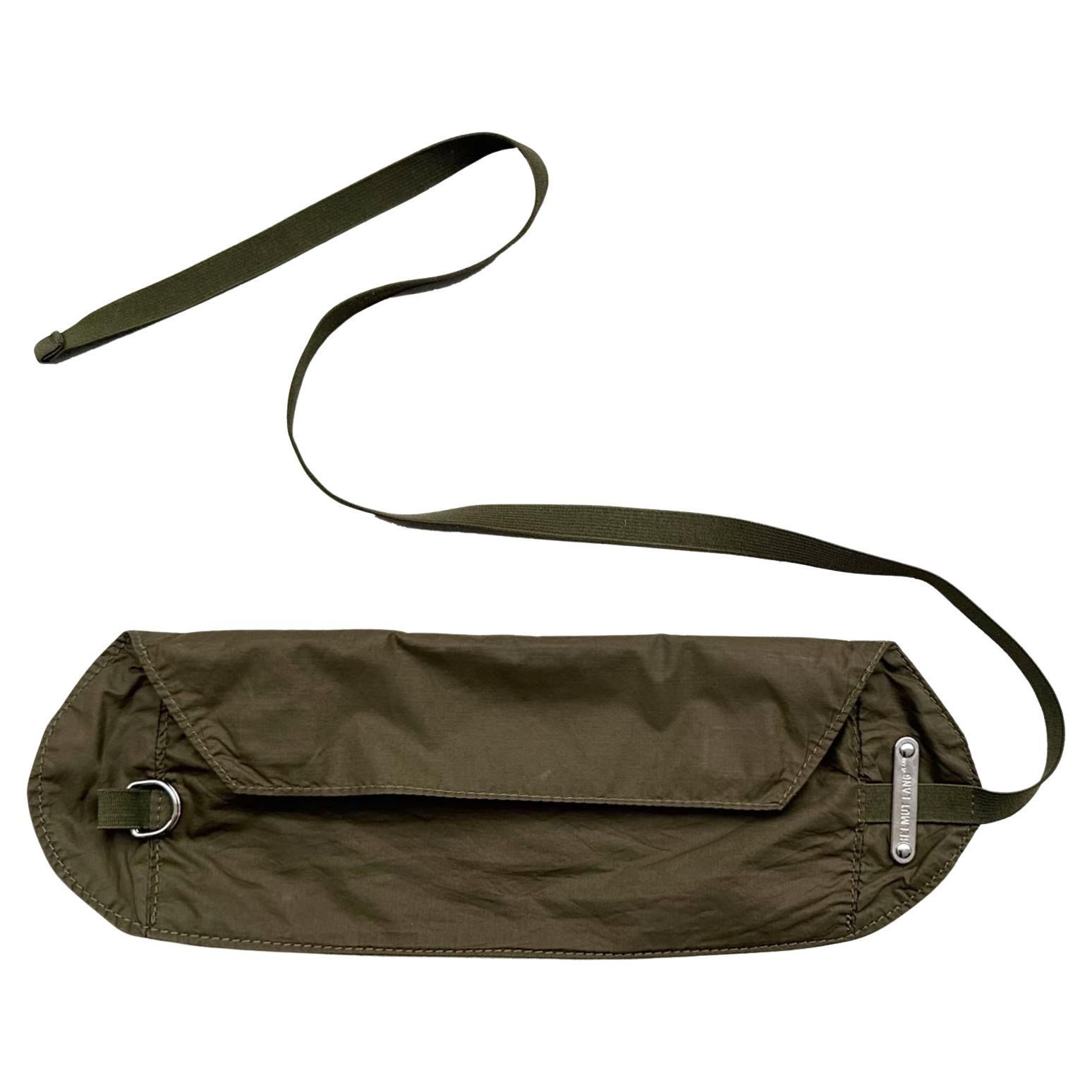 Helmut Lang Printemps Eté 1999 Sac de taille en coton résiné avec fermeture à lanière en vente