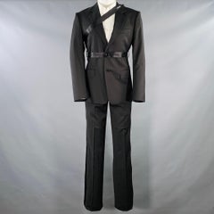 HELMUT LANG SS24 Talla 44 Traje negro de lana con solapa de muesca y cinturón de seguridad
