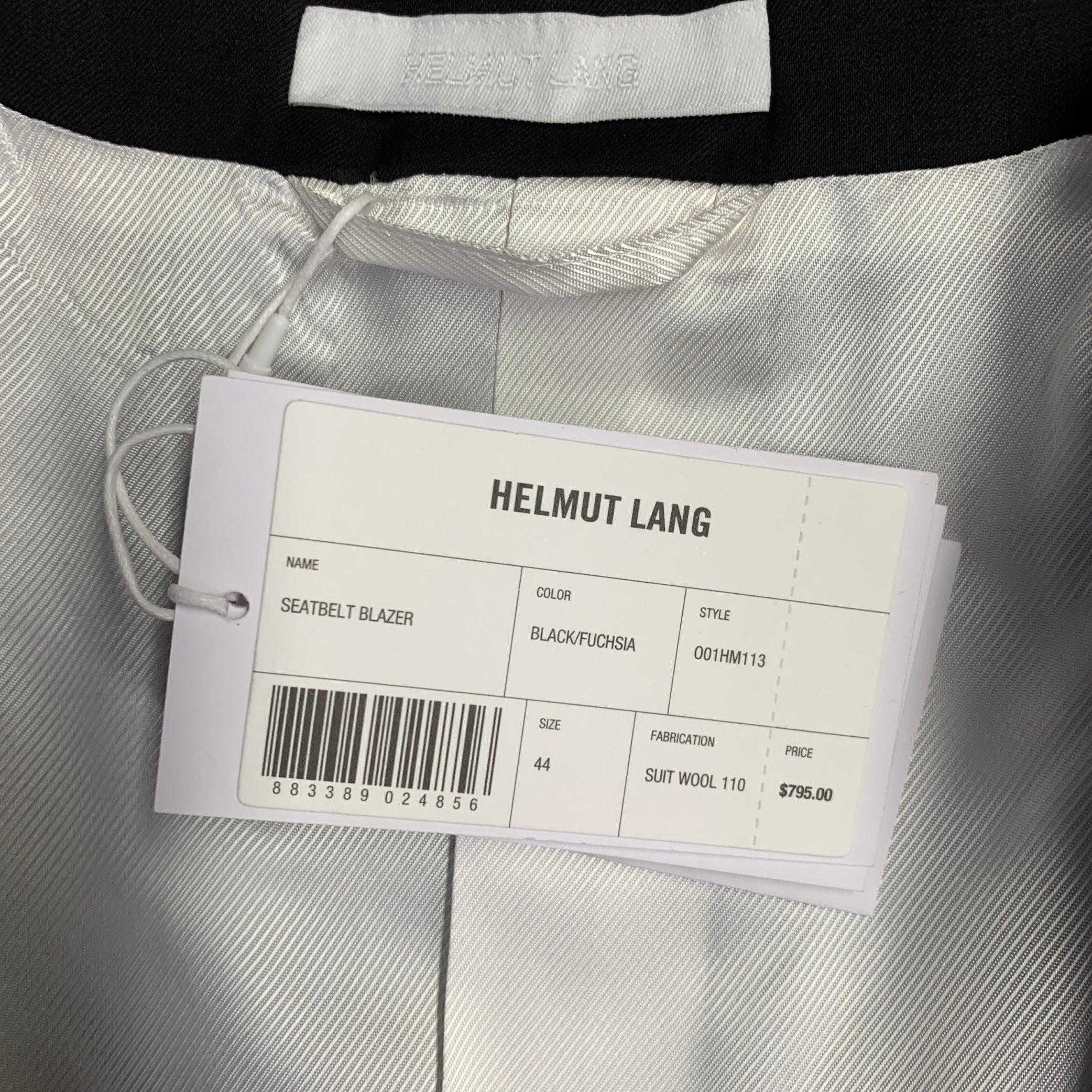 HELMUT LANG SS24 Taglia 44 Abito in lana nera con cintura di sicurezza e risvolto a tacche in vendita 2