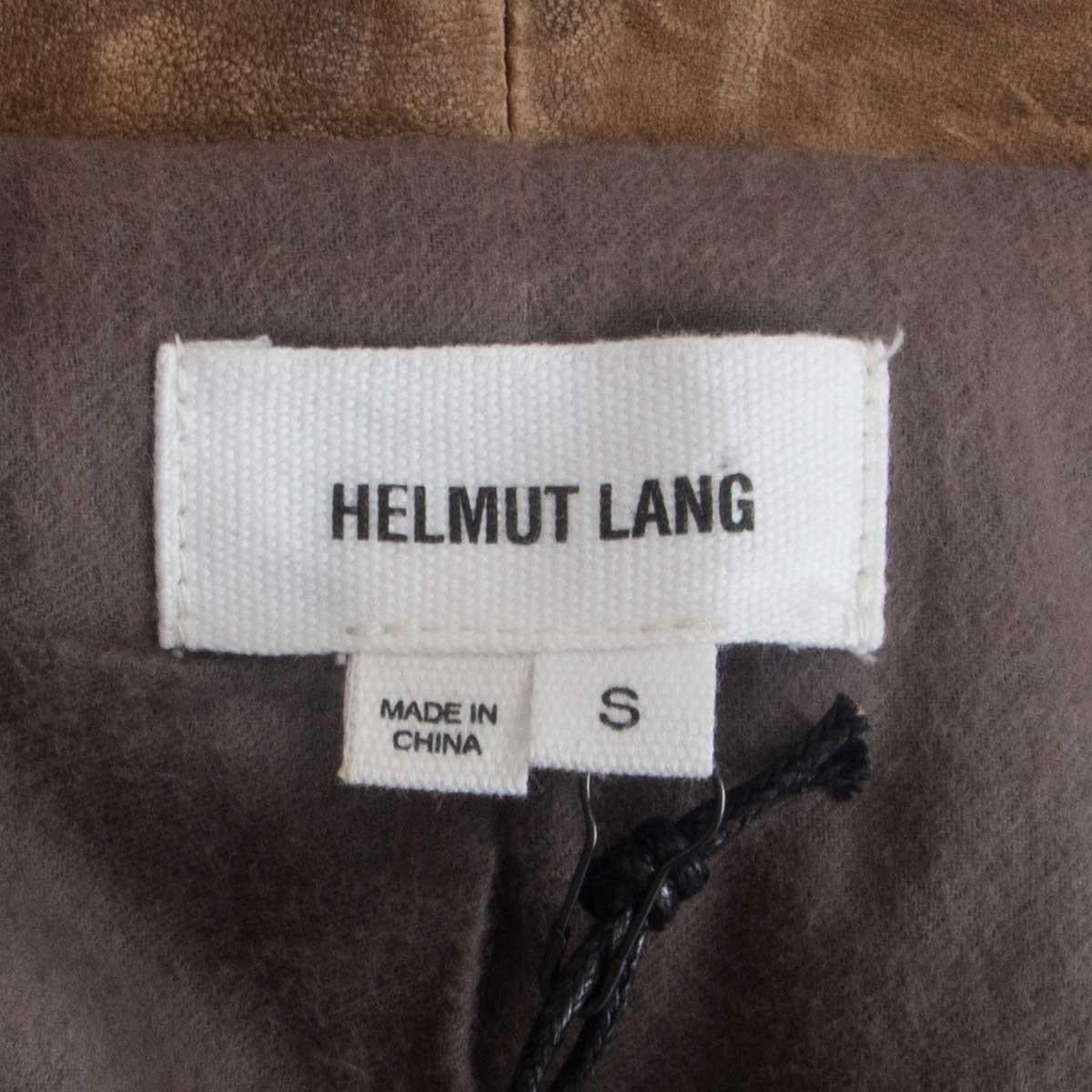 Brown HELMUT LANG Tobacco brown Distressed Dried leather Coat Jacket S For Sale