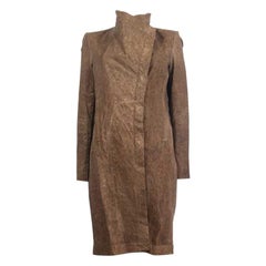 HELMUT LANG - Manteau en cuir délavé marron tabac délavé S